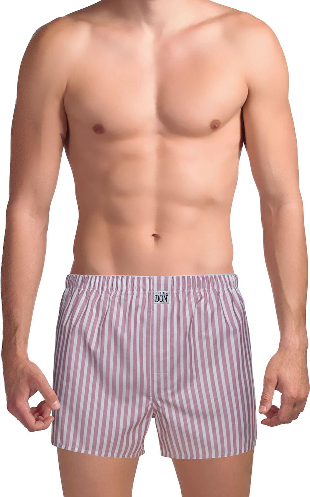 The DON Poplin Erkek Boxer Pembe Parma Çizgili
