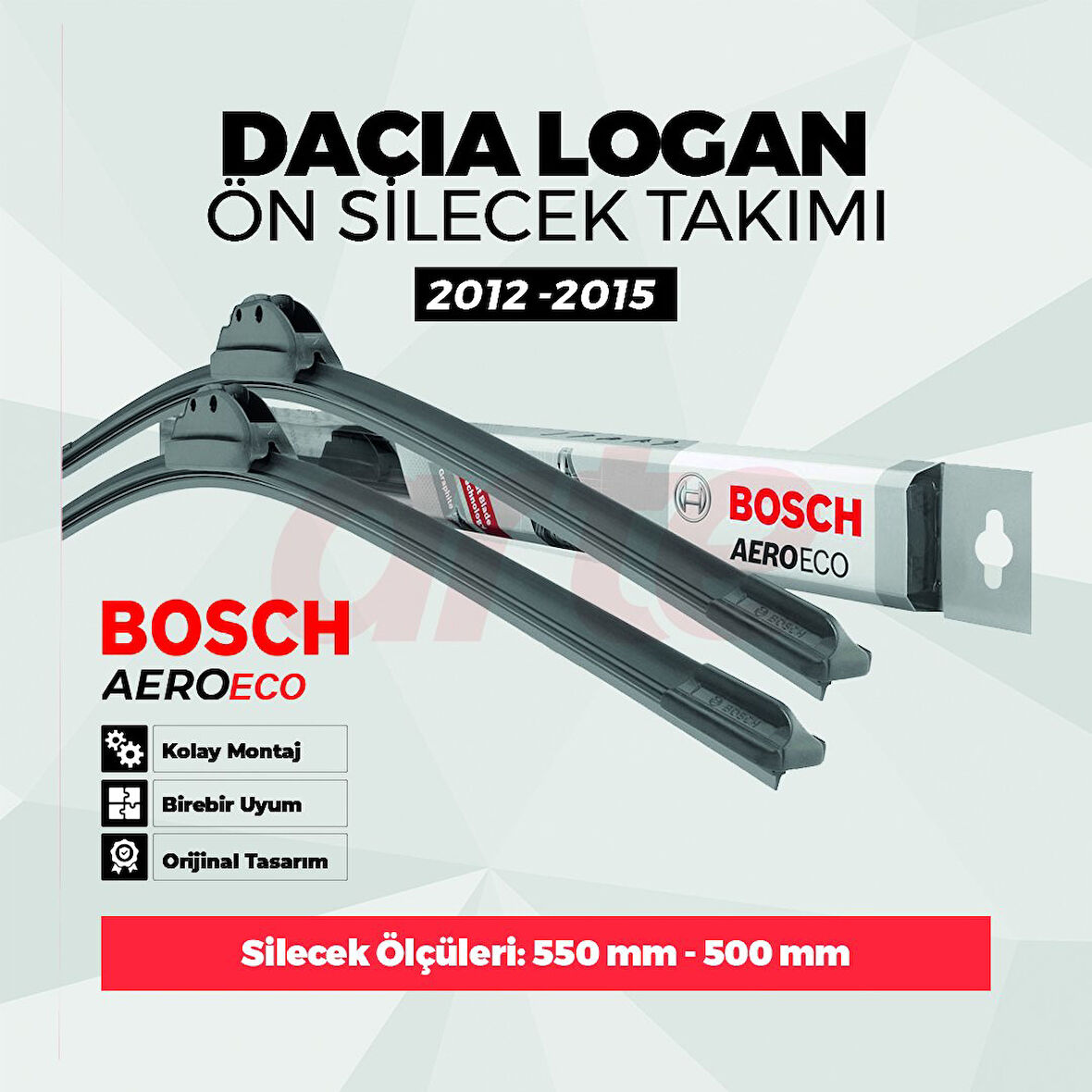 Dacia Logan 2 (AĞU. 2012- ŞUB.2015) Bosch Aeroeco Ön Silecek Takımı