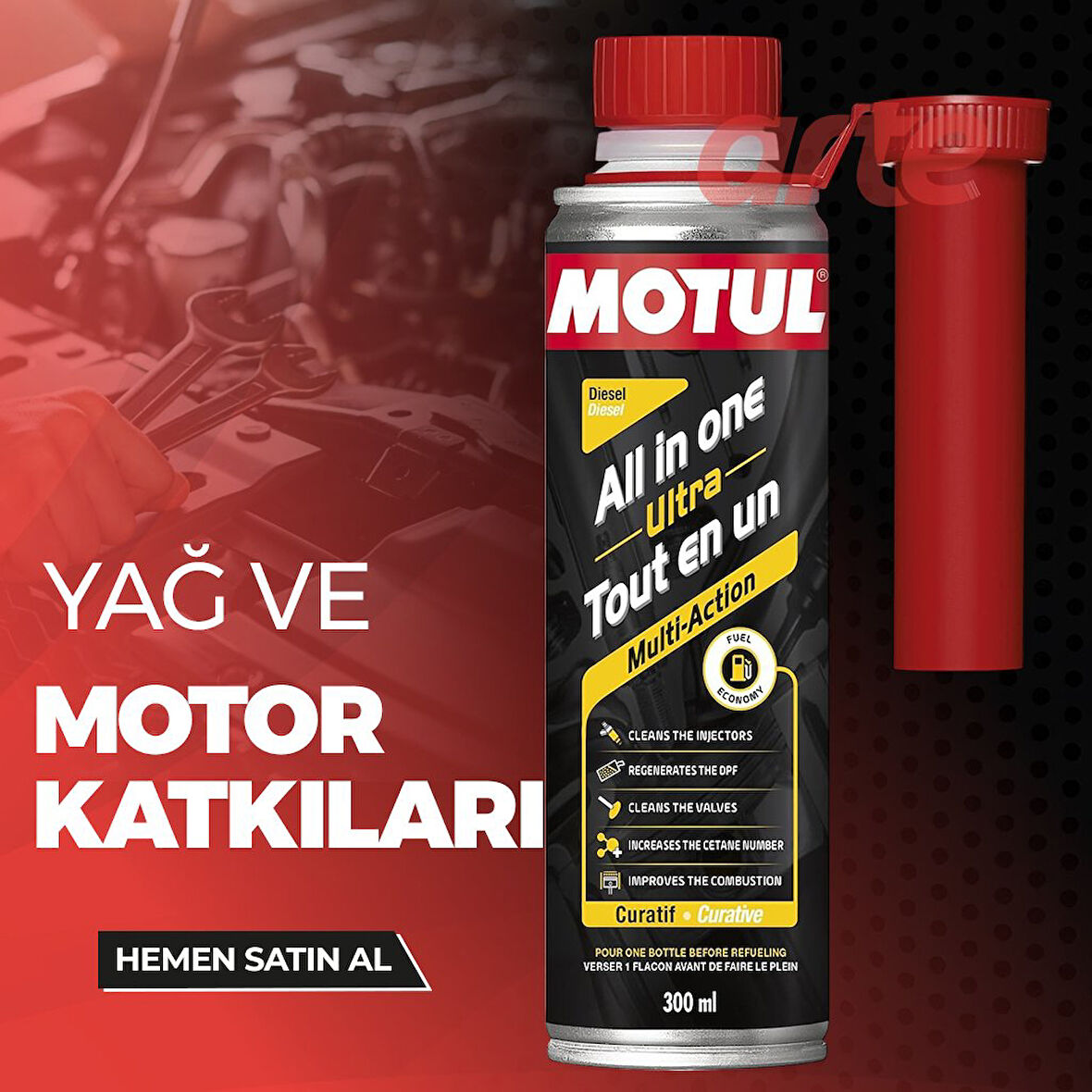 Motul All In One Ultra Diesel 300 ml - Dizel Motorlar İçin Yakıt Sistemi Temizleyici ve Koruyucu Katkı