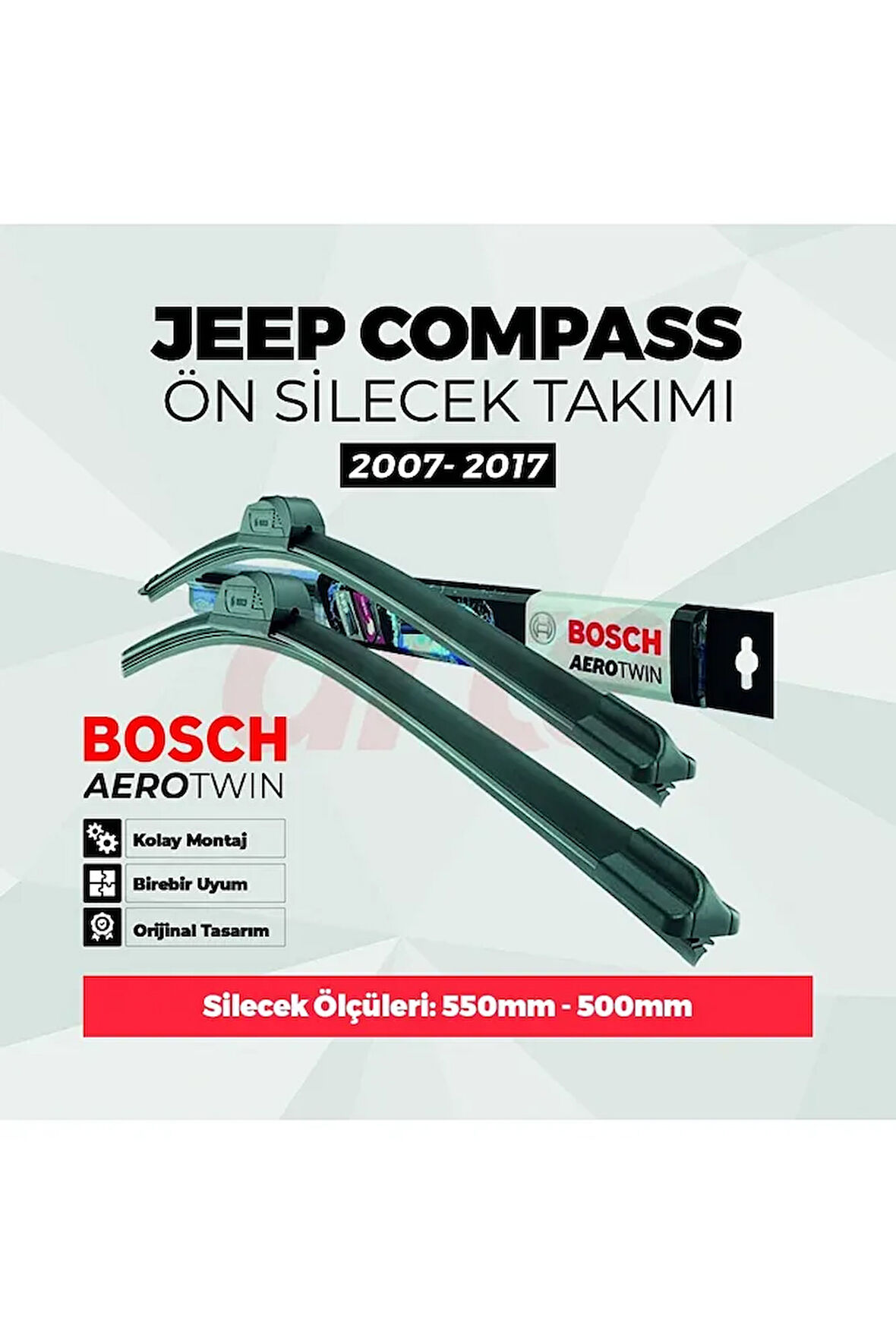 JEEP Compass Ön Silecek Takımı (Haz. 2017 - Mar. 2021) | Bosch Aerotwin | 2'li Set