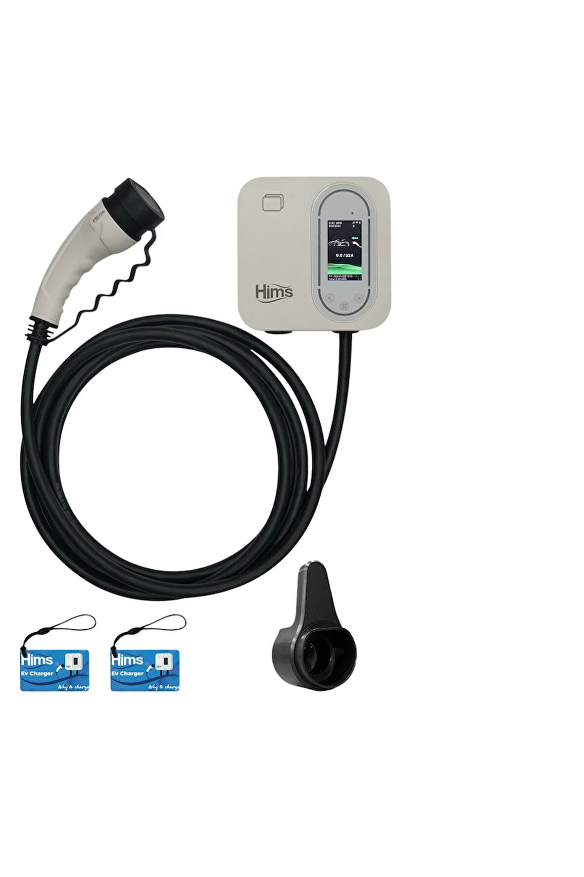 Hims Hcdkb-22 22KW Destekli 5m Kablolu Smart Beyaz Elektrikli Araç Şarj Istasyonu
