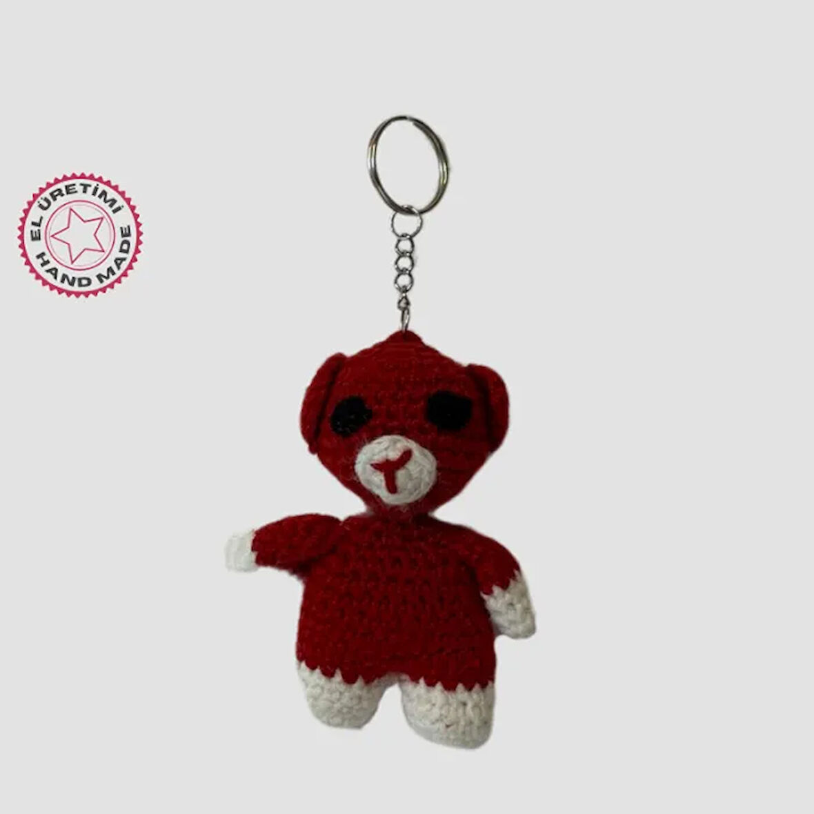 Uretti - Birsen 2552 - El Yapımı Amigurumi Sevimli Ayı Anahtarlık - Kırmızı