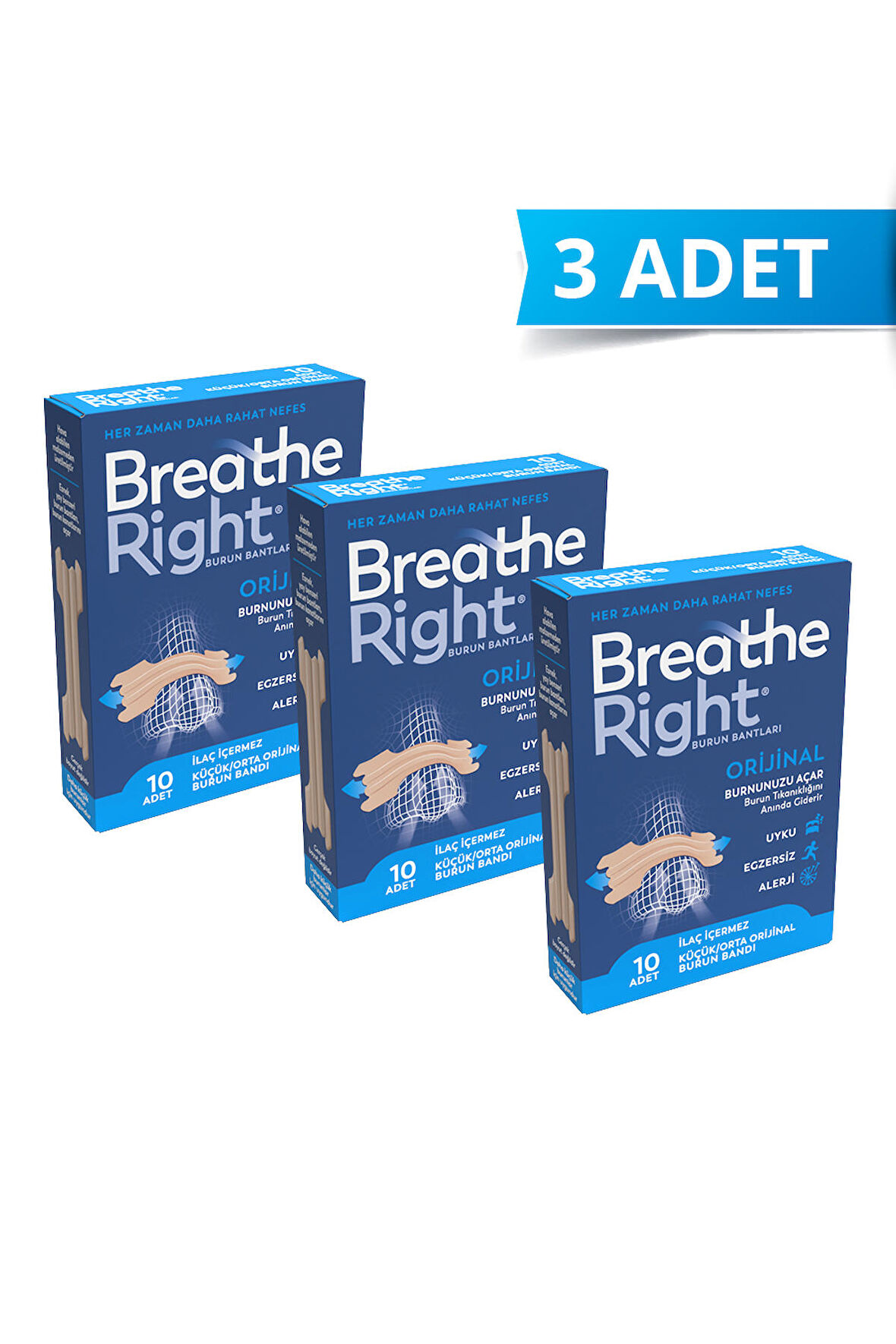 Breathe Right Burun Bandı Normal Boy 10'lu - 3 Adet