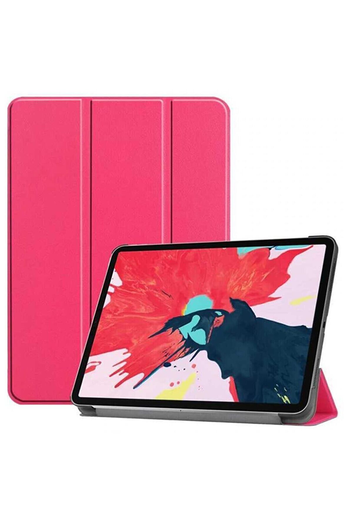 Apple iPad Mini 4. Nesil Uyumlu Fuchsia Smart Cover Standlı Katlanabilir Akıllı 1-1 Tablet Kılıfı