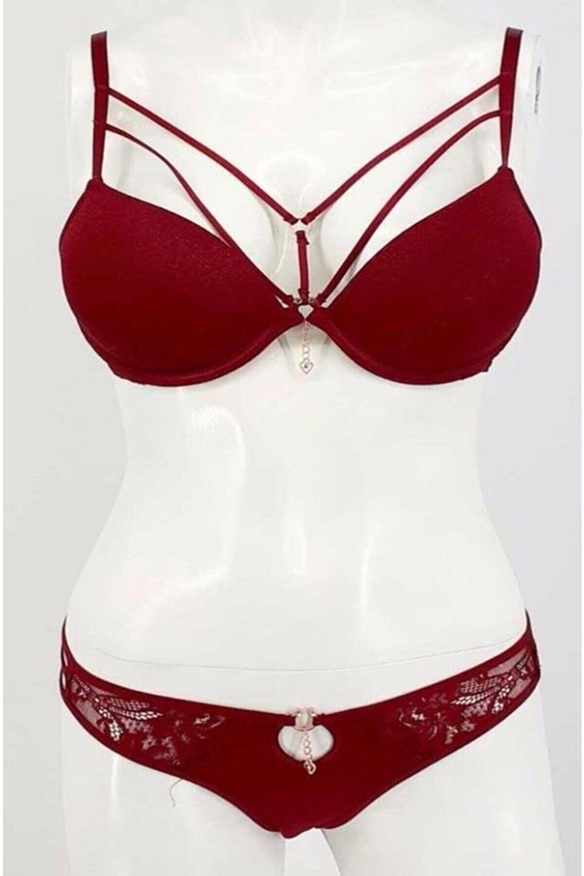 5020 Silikonlu Taşlı Simli Sütyen Takım