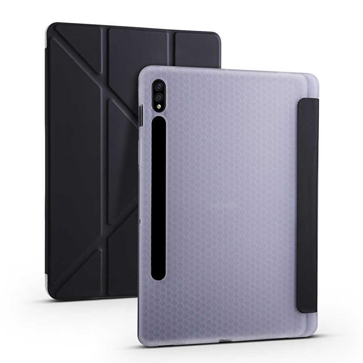 Galaxy Tab S7 FE LTE (T737-T736-T733-T730) Uyumlu Kalemlikli Premium Standlı Katlanabilir Uyku Modu Özellikli Tablet Kılıfı