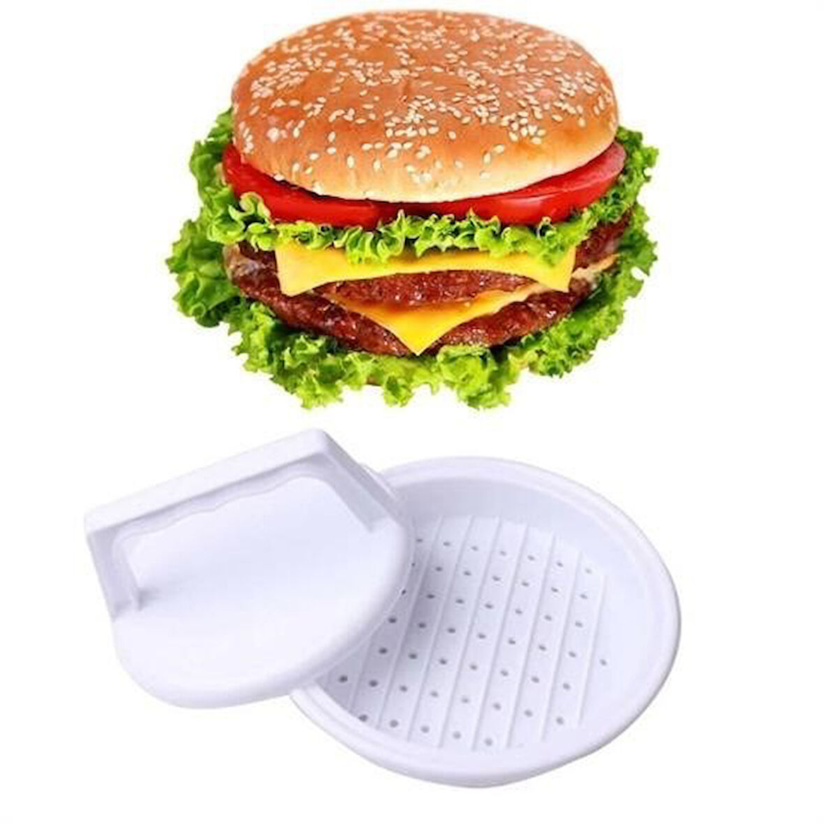 By Nevser®  Hamburger Ve Köfte Şekillendirici Köfte Kalıbı Pratik Burger Pres Aparatı