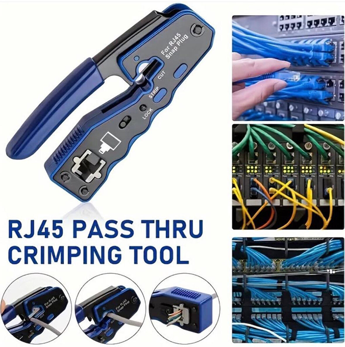 RJ45 SIKMA PENSESİ CAT5E CAT6 CAT6A 8P8C MODÜLER KONNEKTÖR