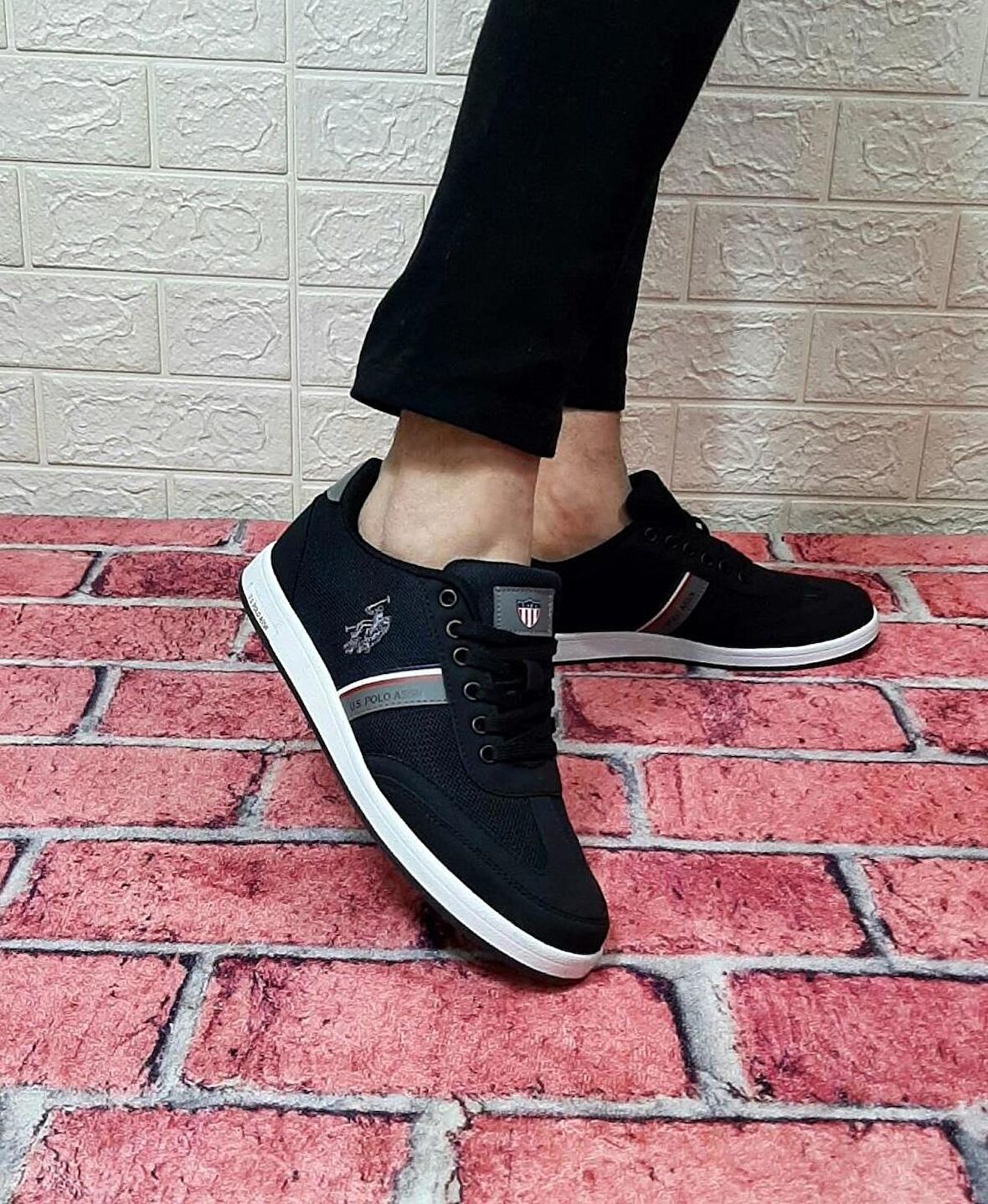 U.S Polo Kares Siyah-Beyaz Sneaker Spor Ayakkabı