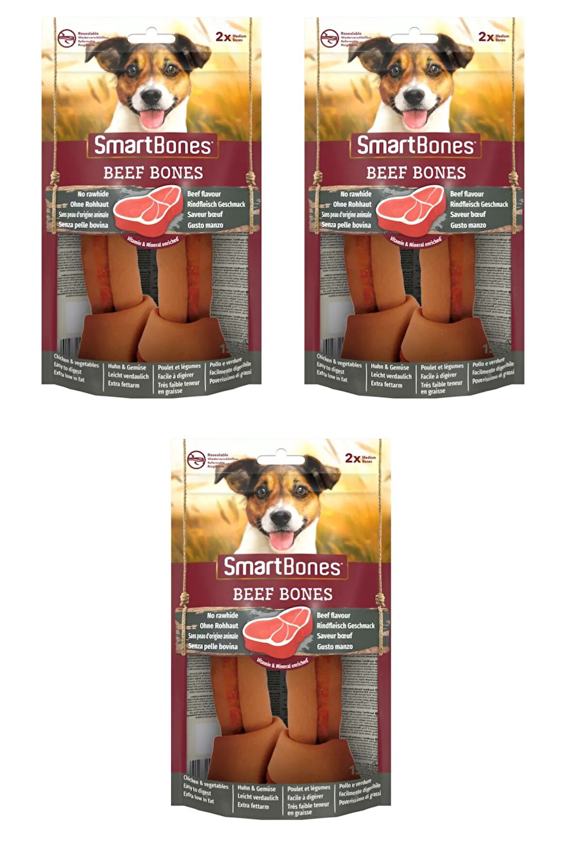Smartbones Biftekli Medium Kemik 2 Li 158 Gr. X 3 Adet
