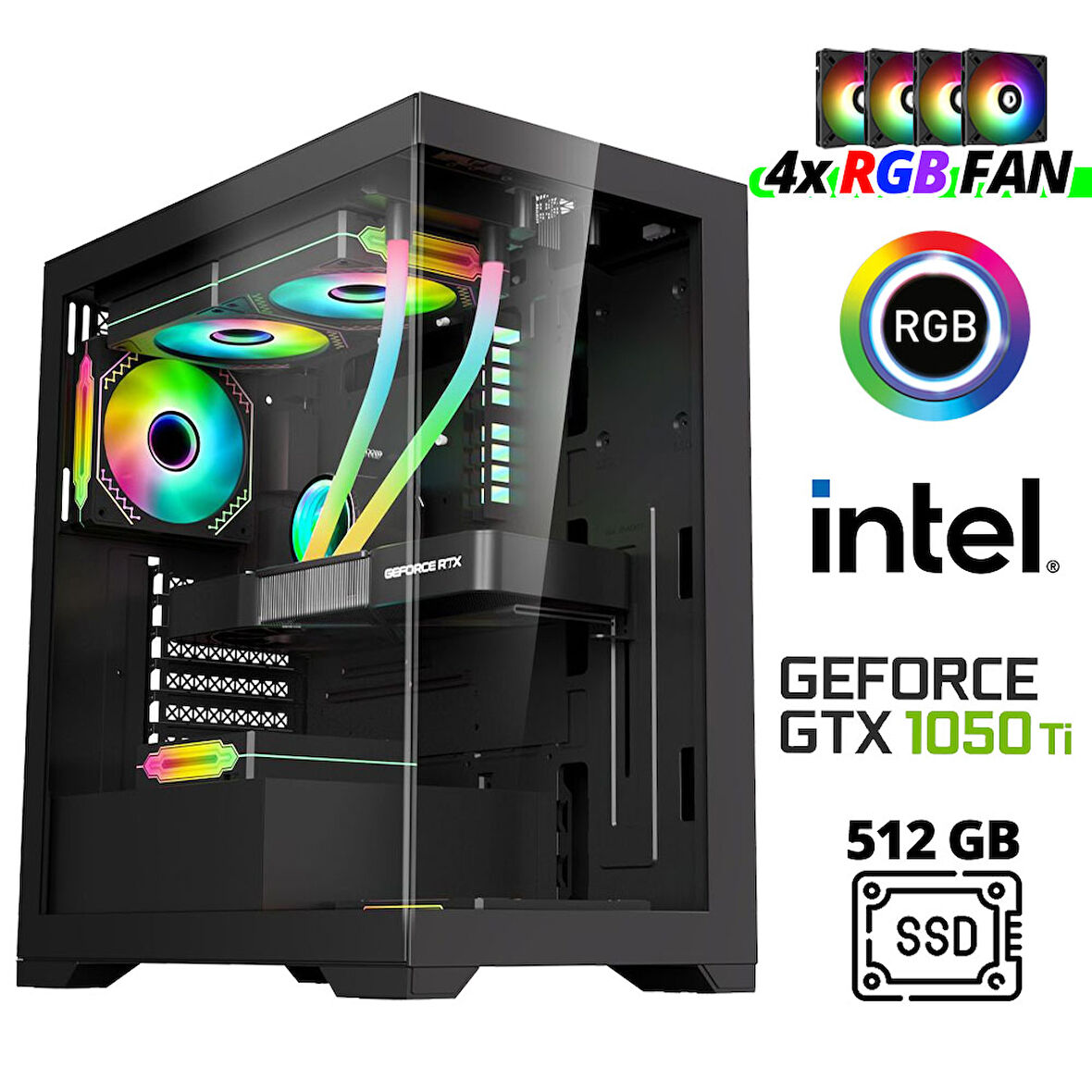 Xaser Xsr981 i5 4590 16GB Ram 512GB SSD 4GB GTX1050 Ti Ekran Kartı Masaüstü Oyuncu Bilgisayarı