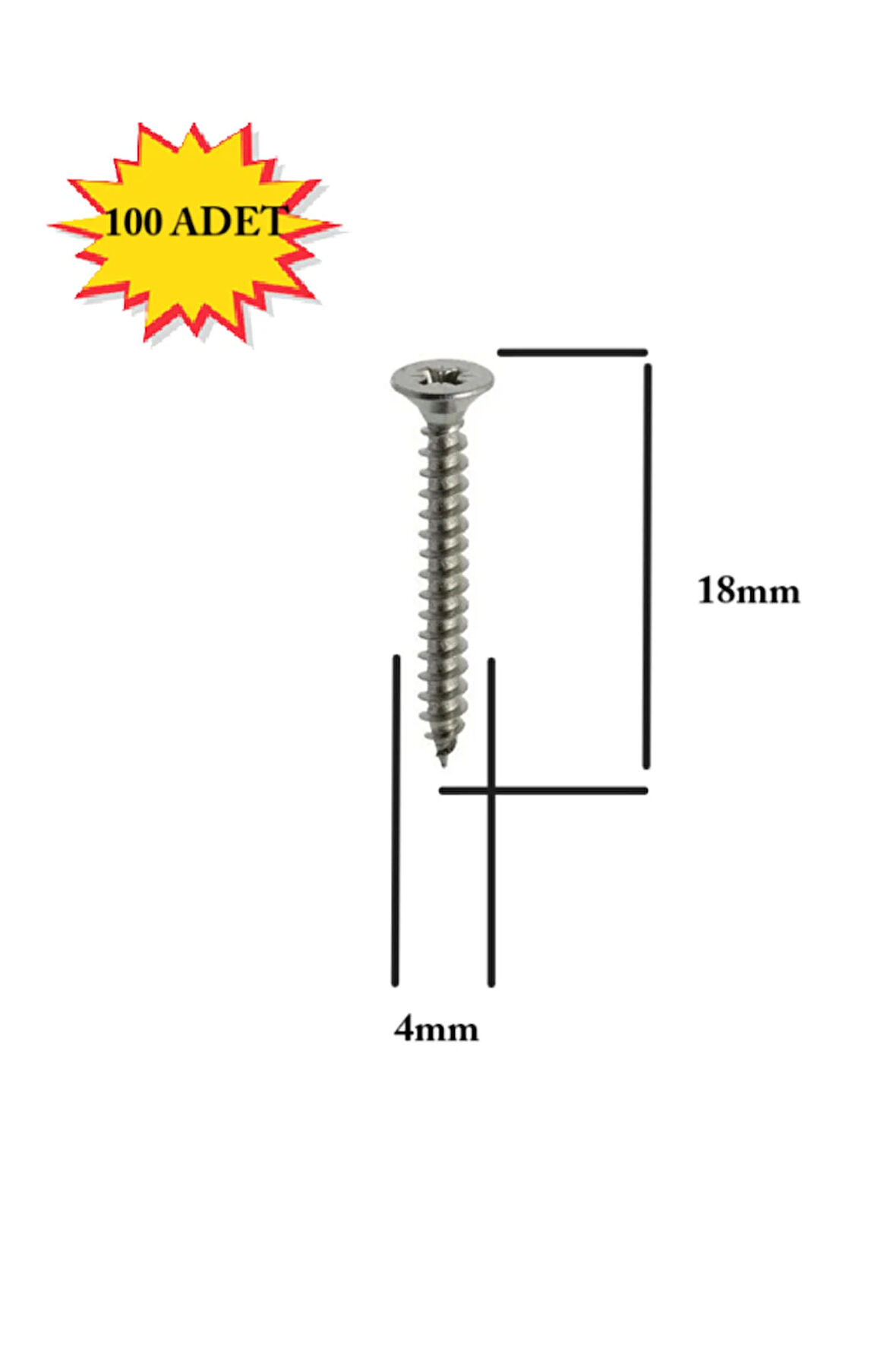Sunta Vidası 4x18Mm Ahşap Vida Raf Vidası Ahşap Tahta Mobilya Vidası Kısa Vida 100 Adet