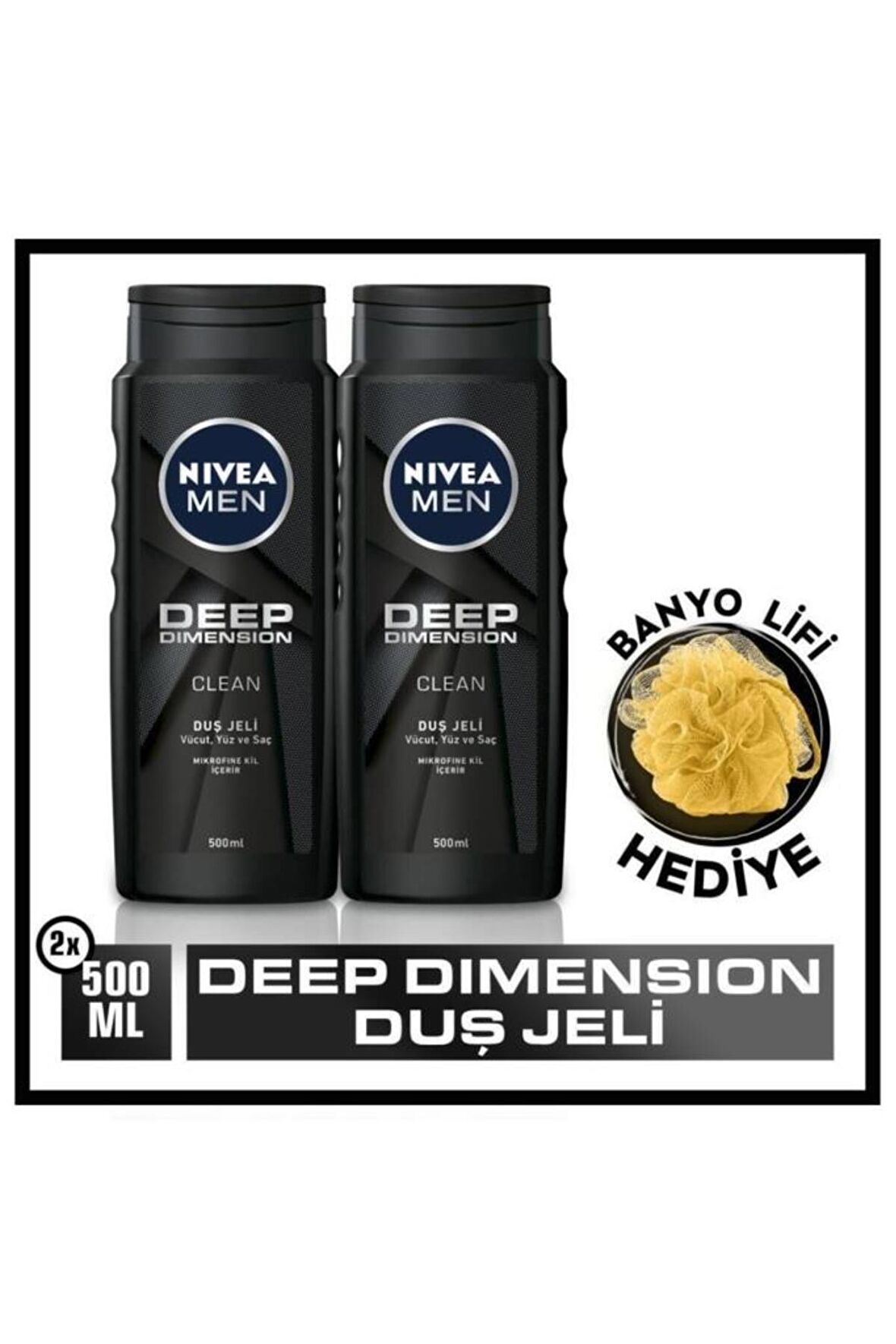 Nivea Men Deep Dimension Duş Jeli, 500mlx2  banyo Lifi