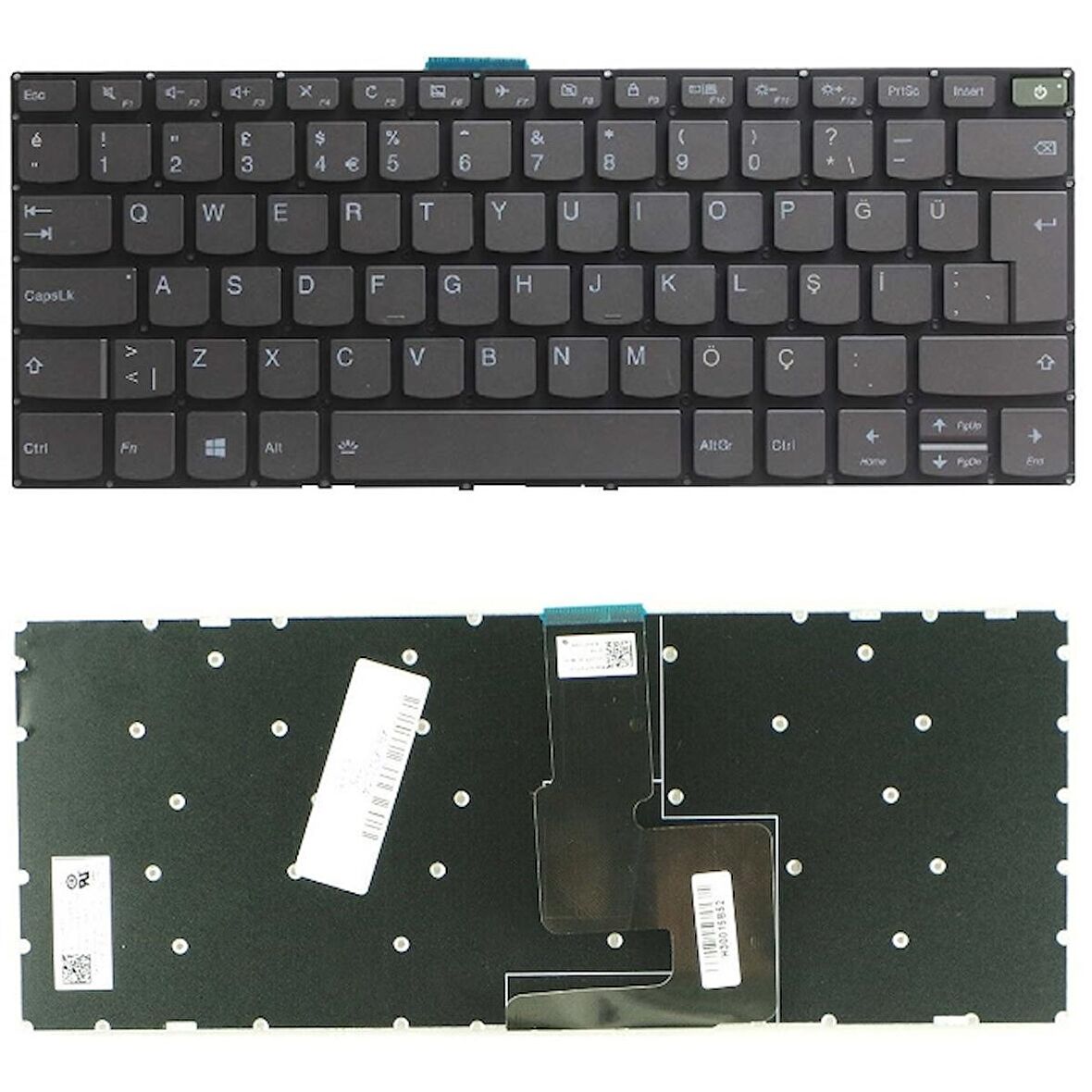 Lenovo V14-ARE, 82DQ Uyumlu Klavye Tuş Takımı Gri Türkçe Dizüstü Keyboard