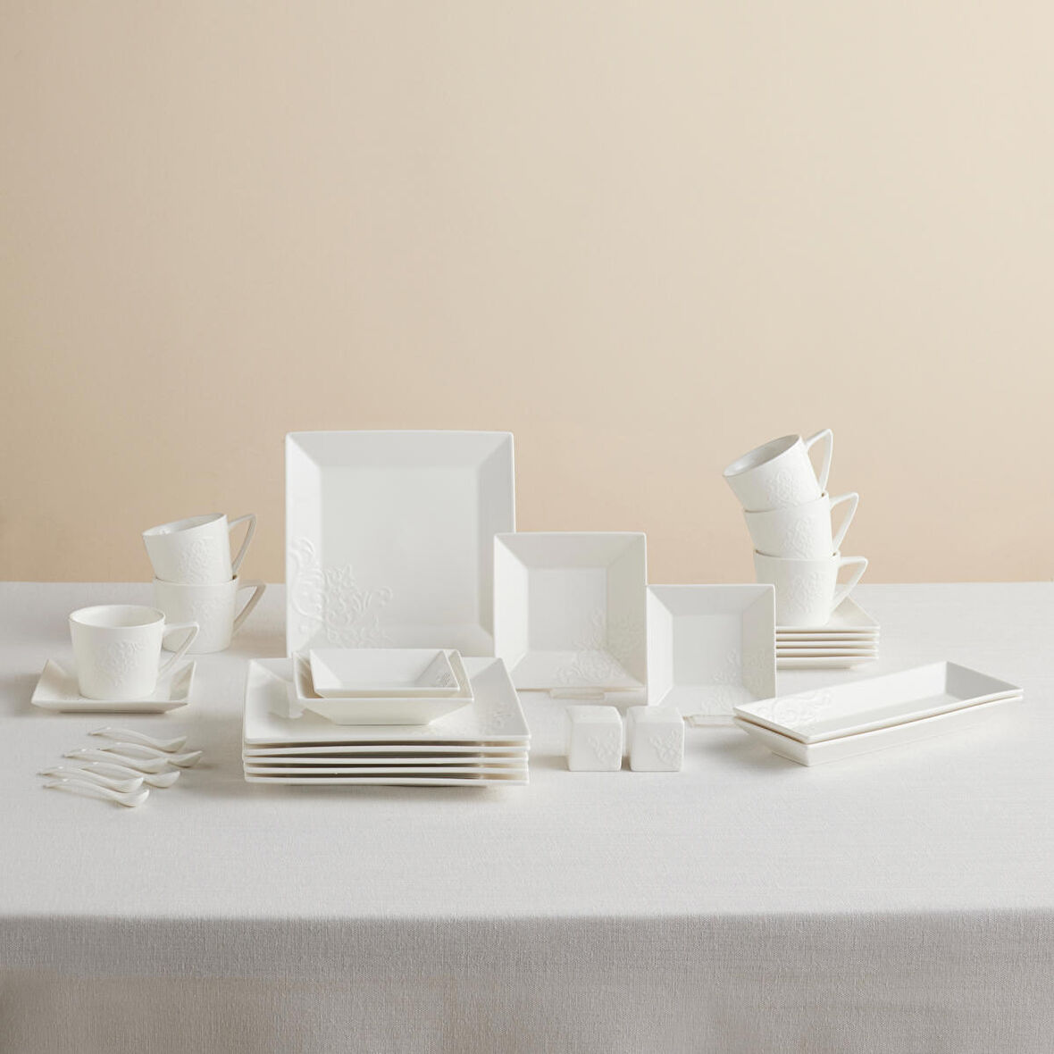 Karaca Forever Bone Trend Emboss 32 Parça 6 Kişilik Kahvaltı Takımı