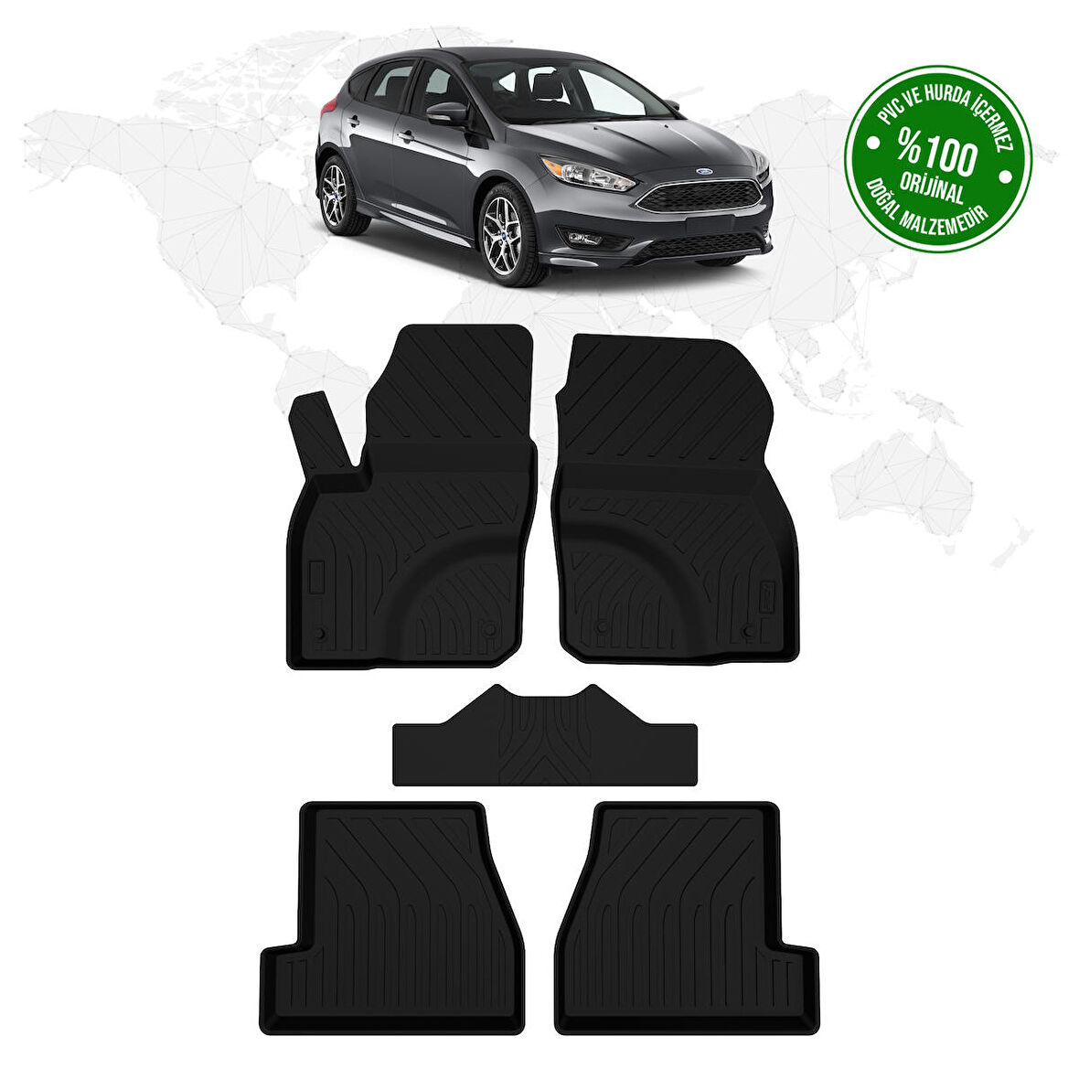 Ford Focus 3 Makyajlı Hatcback 4D Havuzlu Paspas 2015 – 2018 Model