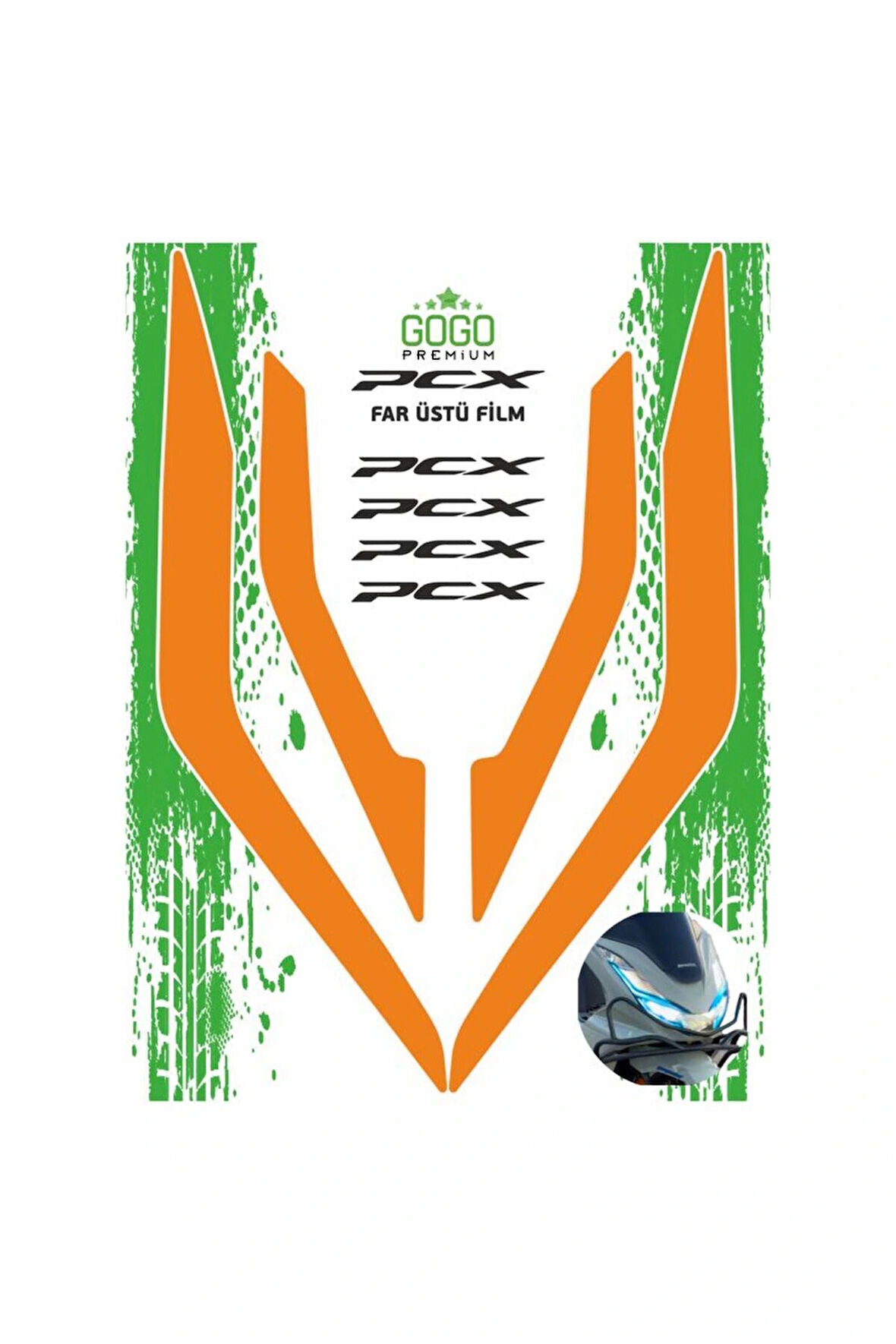 HONDA PCX 2021 - 2024 UYUMLU FAR ÜSTÜ FİLM TURUNCU