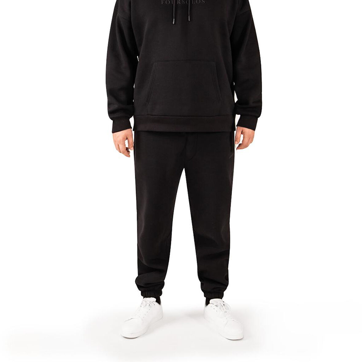Siyah Erkek Jogger, 3 İplik Kumaş, Normal Fit