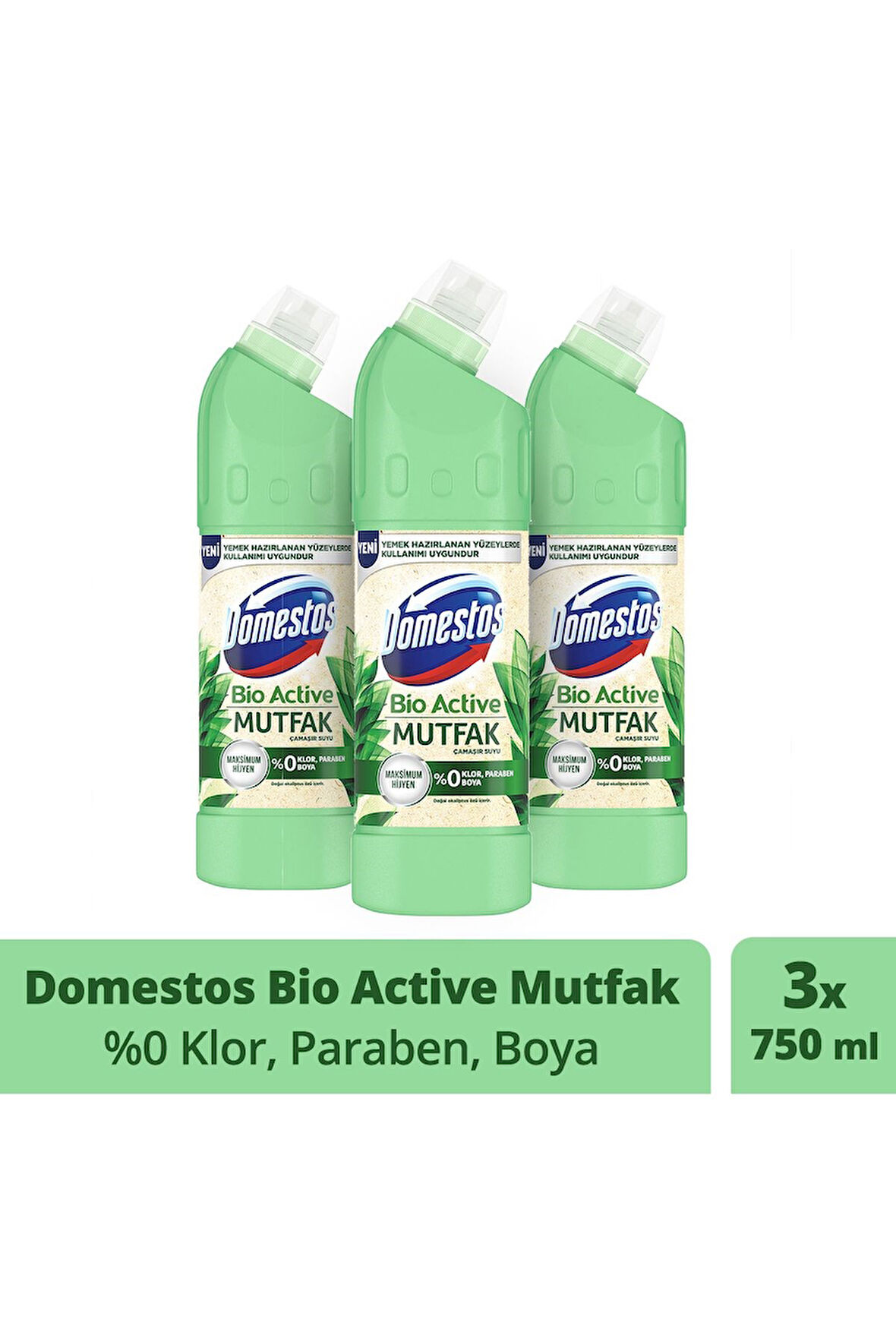 Domestos Çamaşır Suyu Bio Active Mutfak Okaliptüs 750 Ml x 3 Adet