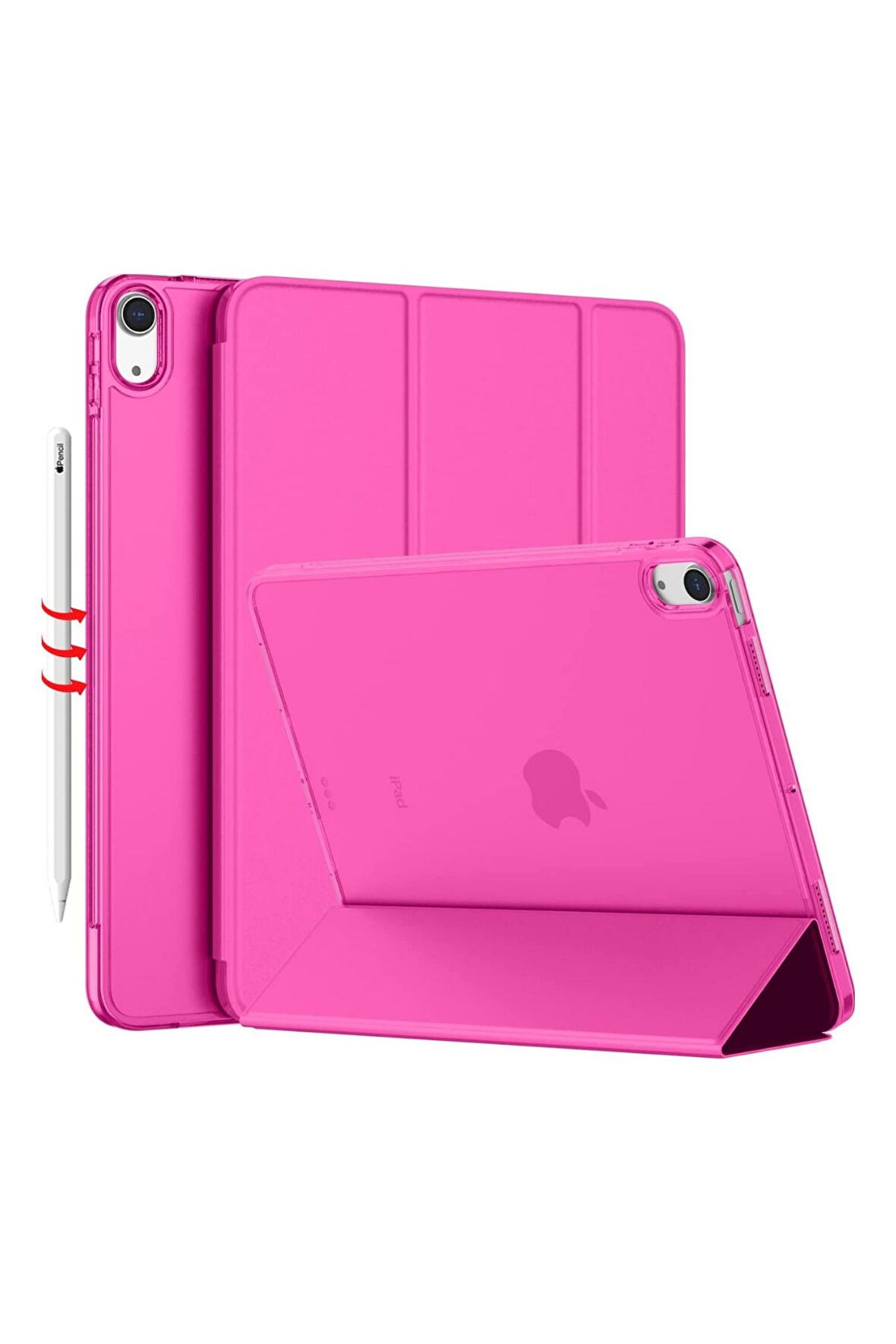 Apple iPad 10.9 inç 10.Nesil Uyumlu Fuchsia Smart Cover Standlı Katlanabilir Akıllı Tablet Kılıfı