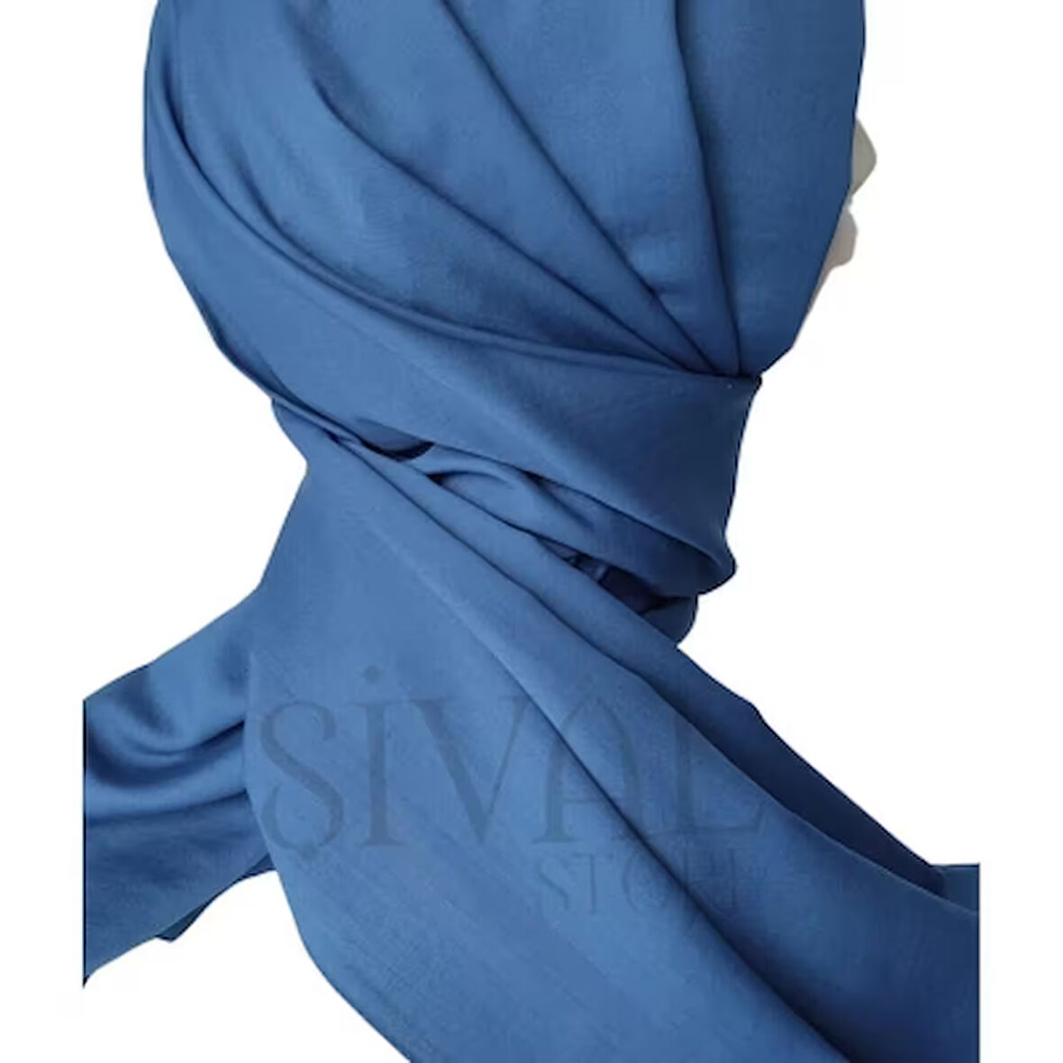 Saks Mavisi Düz koton şal 924