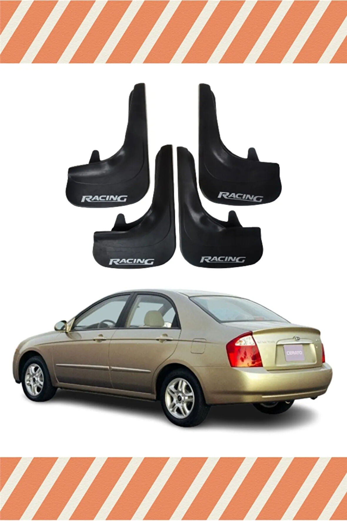 Kia Cerato 2004-2009 Racing yazılı 4’lü tozluk çamurluk paçalık kaliteli ve dayanıklı