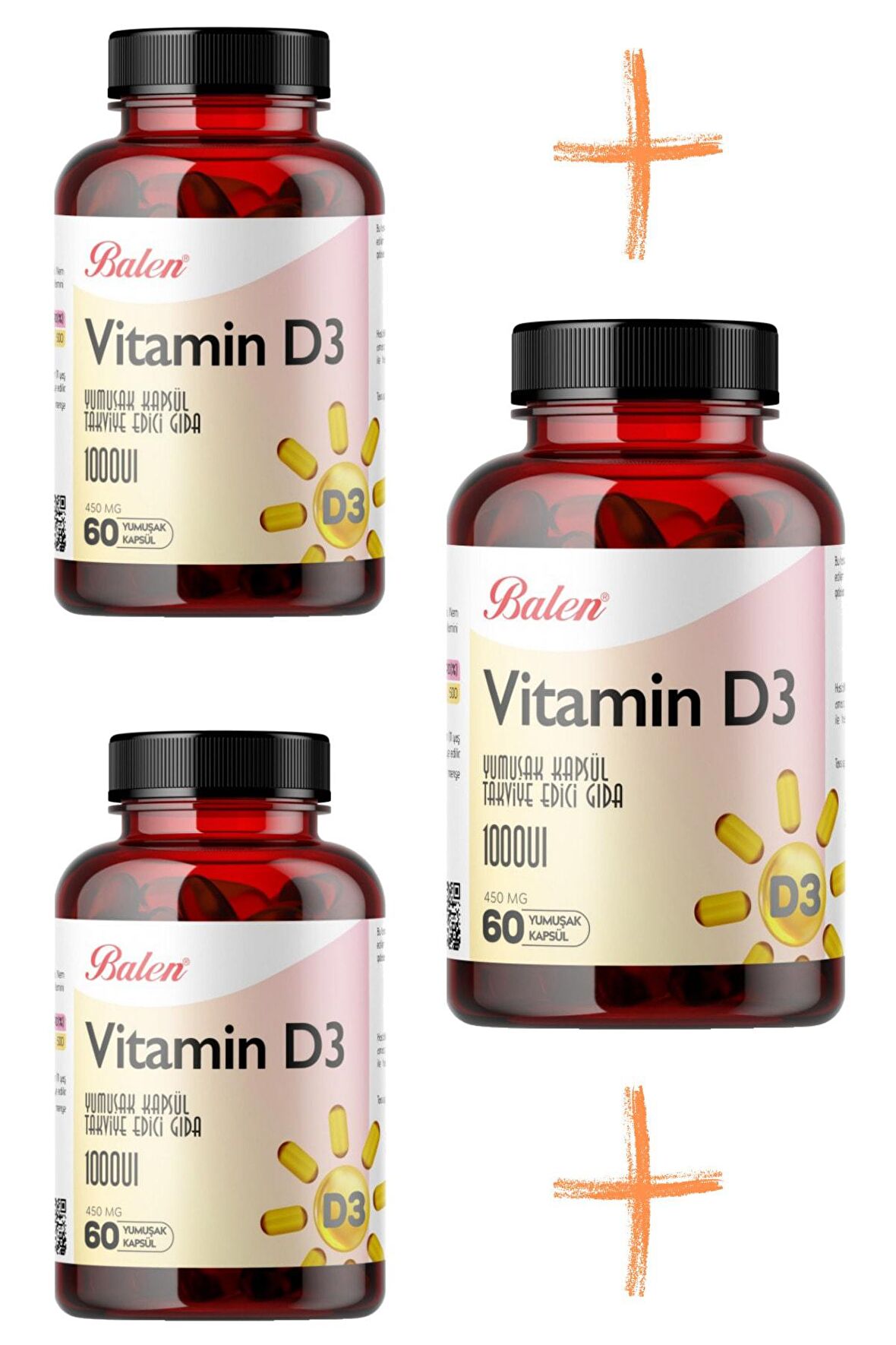 Balen Vitamin D3 450 Mg 60 Kapsül (3 Adet)