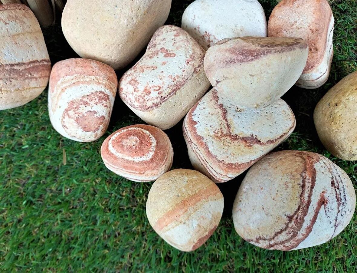 Sarı Çizgili Dolomit Taş 50 Kg 2,5-4 Cm Renkli Dolomit Dekoratif Taş