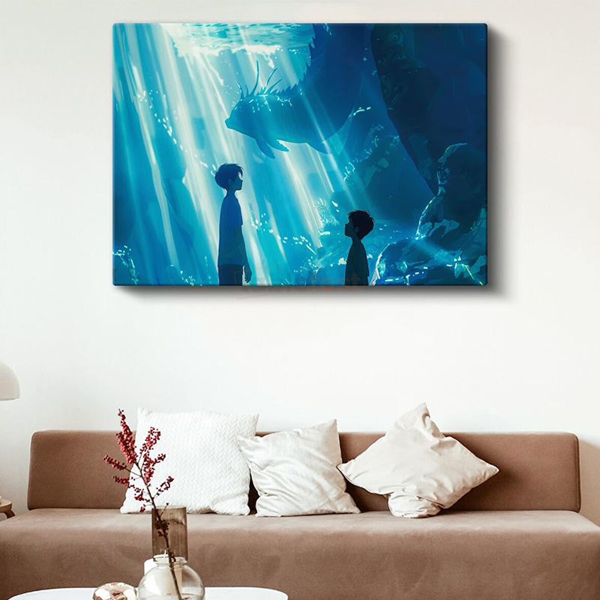Denizaltı Dünyası - Mavi Işınlar Anime Kanvas Tablo