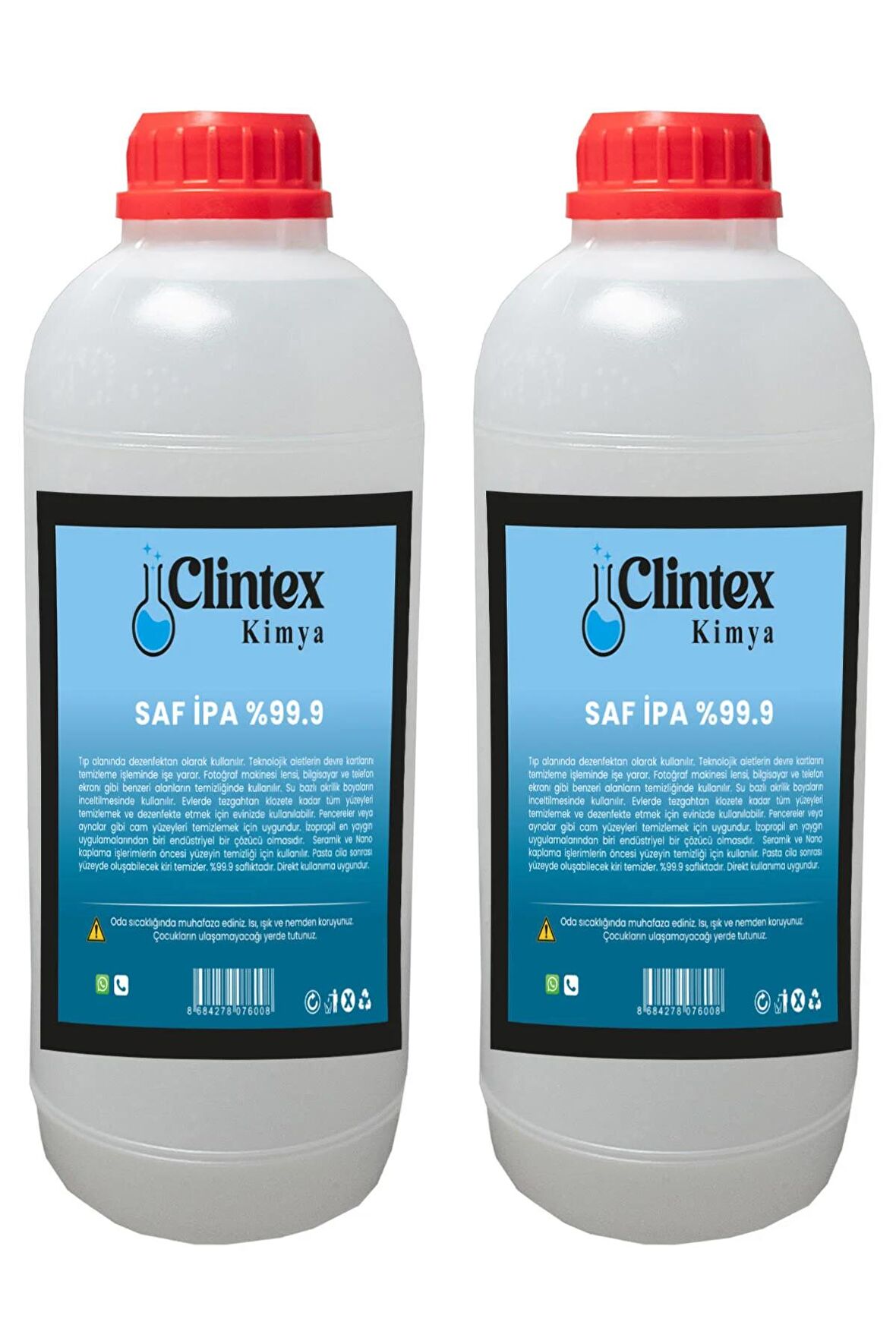 Clintex Kimya %99.9 Saf Ipa Izopropil Yüzey Temizleyici Solvent 2x1 Lt