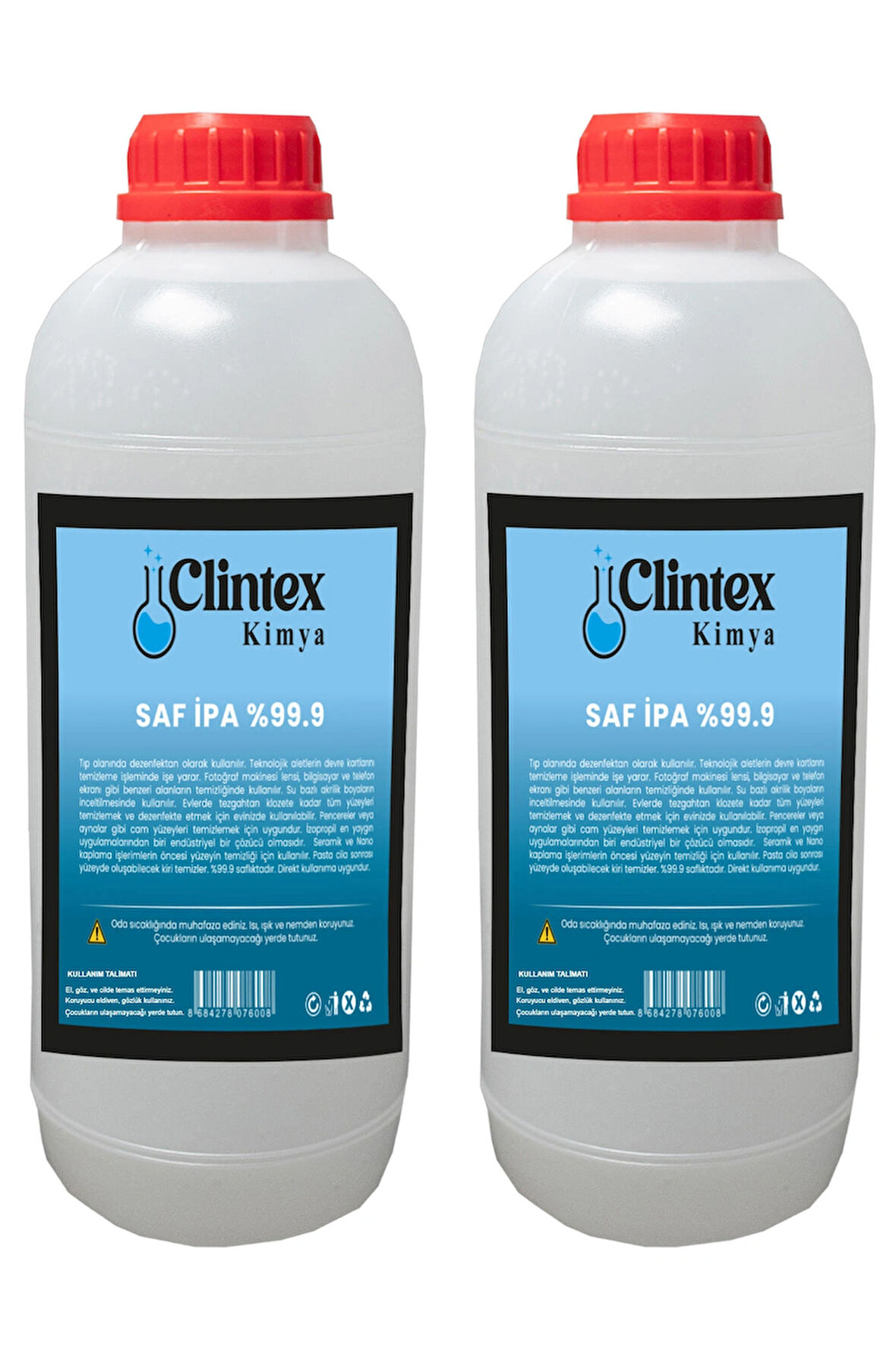 Clintex Kimya %99.9 Saf Ipa Izopropil Yüzey Temizleyici Solvent 2x1 Lt