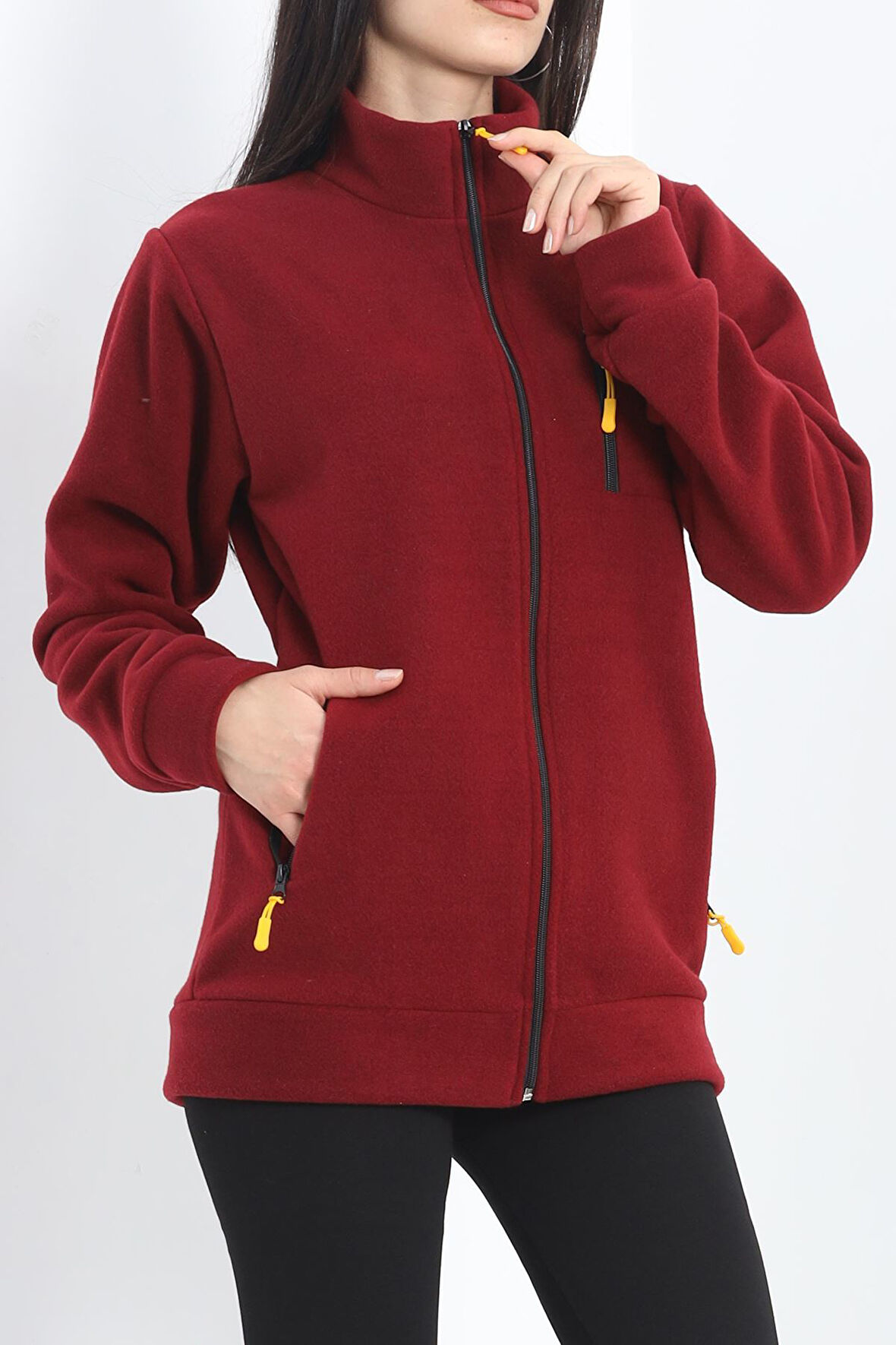 Unisex Dik Yaka Polar Ceket Bordo - 20109.053.