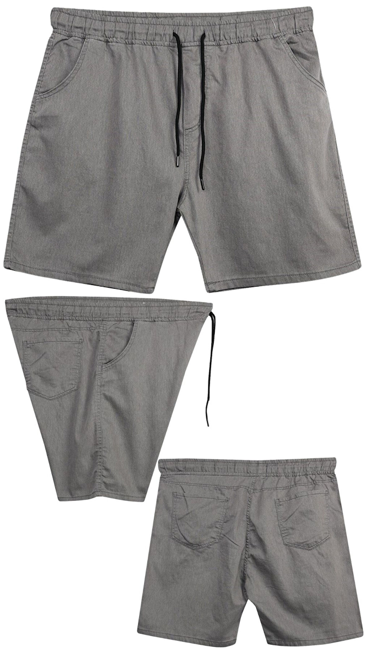 Büyük Beden 120 - 157 Kilo Arası İçin Uygun Bedenli Erkek Likralı Bağcıklı Kot Şort