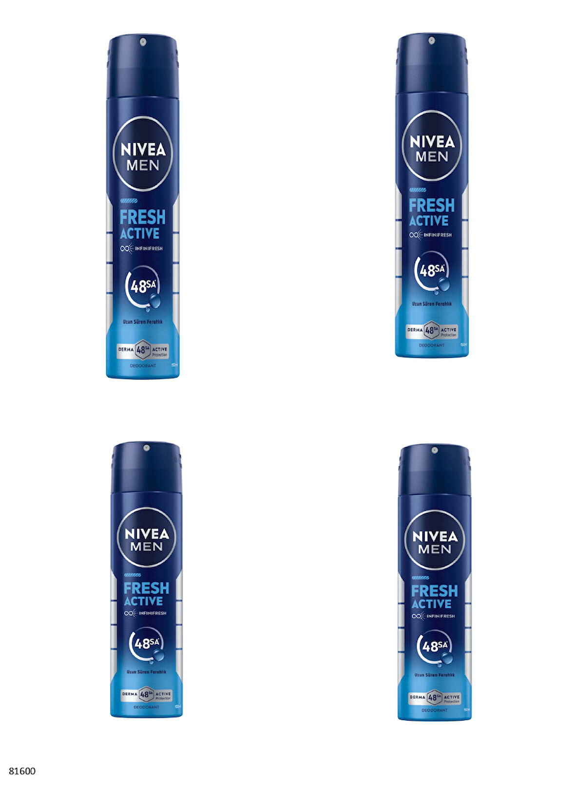 81600 NIVEA MEN Fresh Active Sprey  4 ADET
