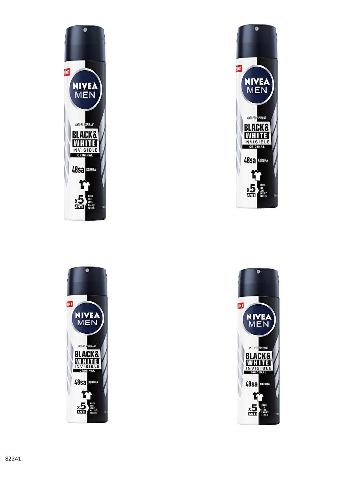 82241 NIVEA MEN BLACK & WHITE ORIGINAL SPREY  4 ADET