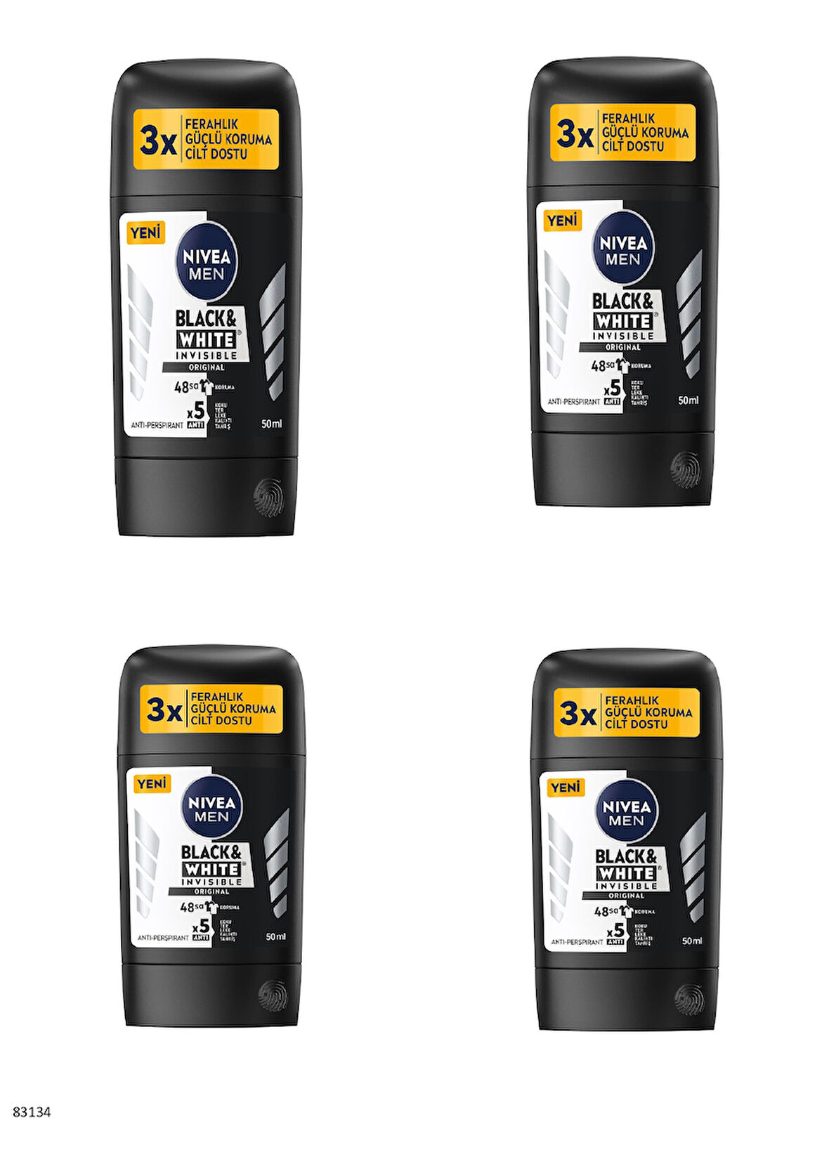 83134 NIVEA MEN BLACK & WHITE ORIGINAL STICK  4 ADET