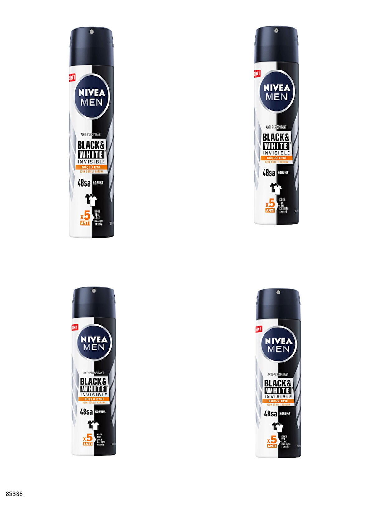 85388 NIVEA MEN BLACK & WHITE INVISIBLE GÜÇLÜ ETKİ SPREY  4 ADET