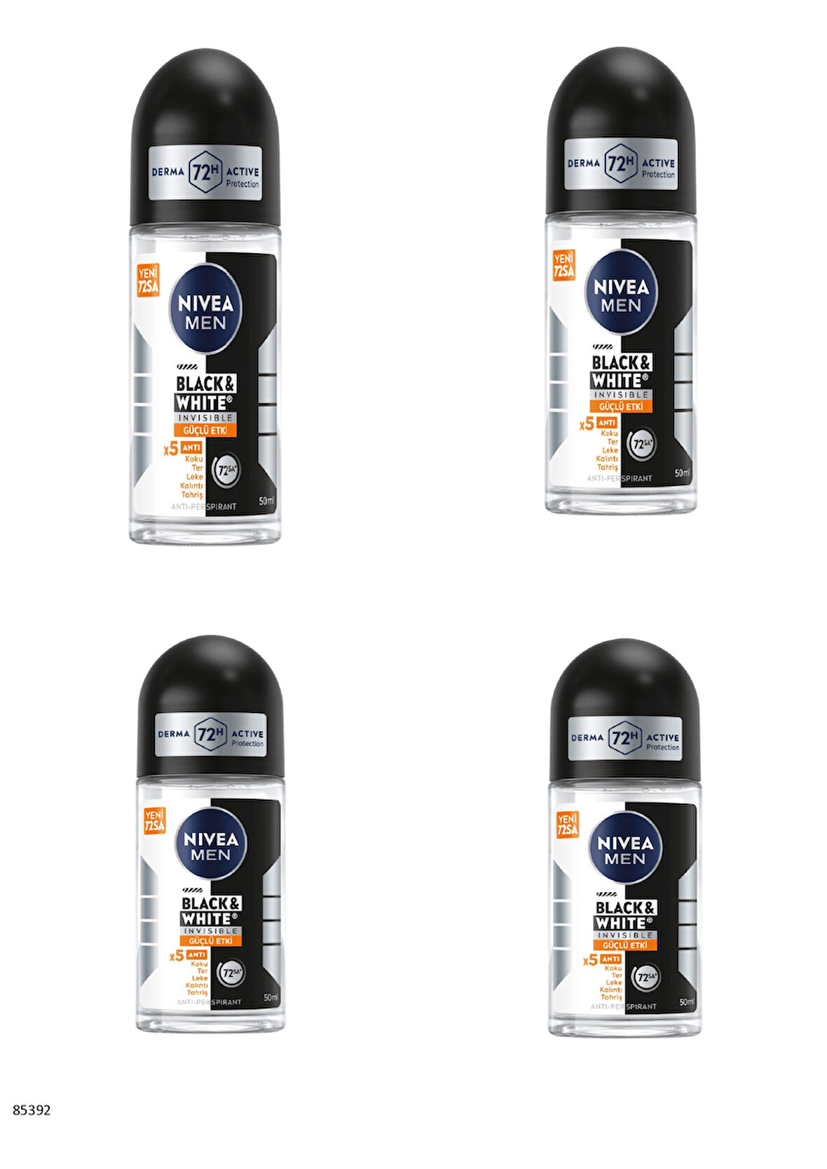 85392 NIVEA MEN BLACK & WHITE INVISIBLE GÜÇLÜ ETKİ ROLL-ON  4 ADET
