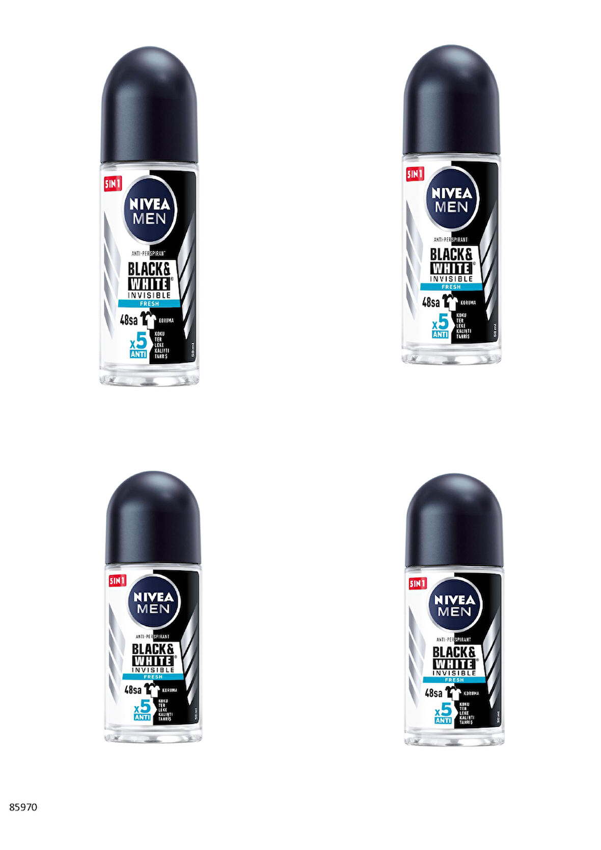 85970 NIVEA MEN BLACK & WHITE FRESH ROLL-ON  4 ADET