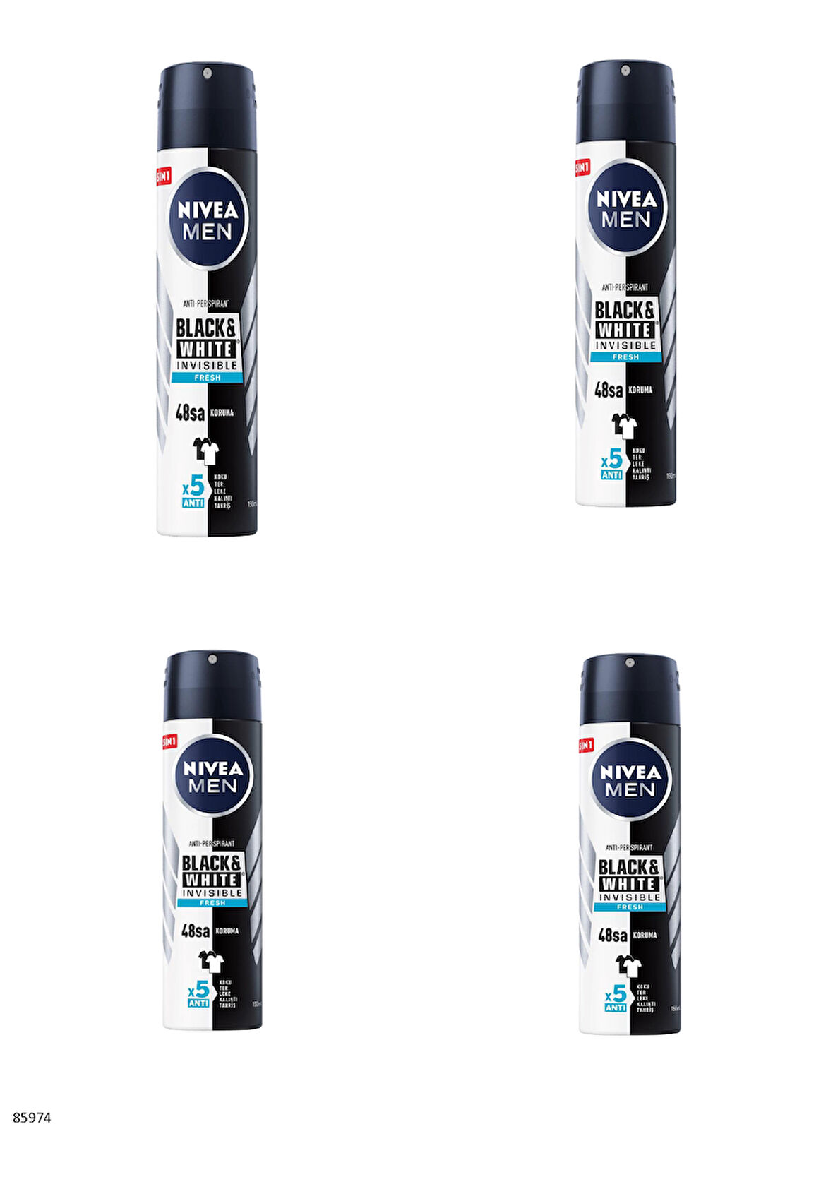 85974 NIVEA MEN BLACK & WHITE FRESH SPREY  4 ADET