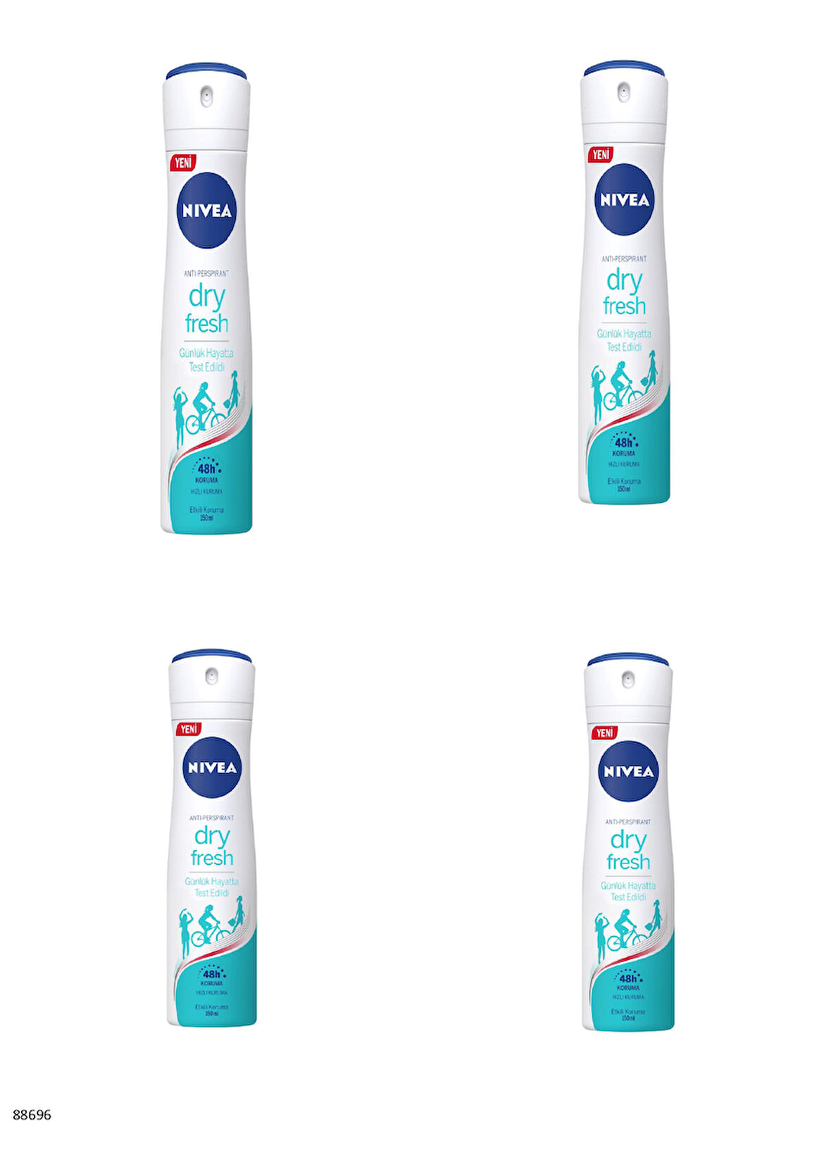88696 NIVEA DRY FRESH SPREY  4 ADET