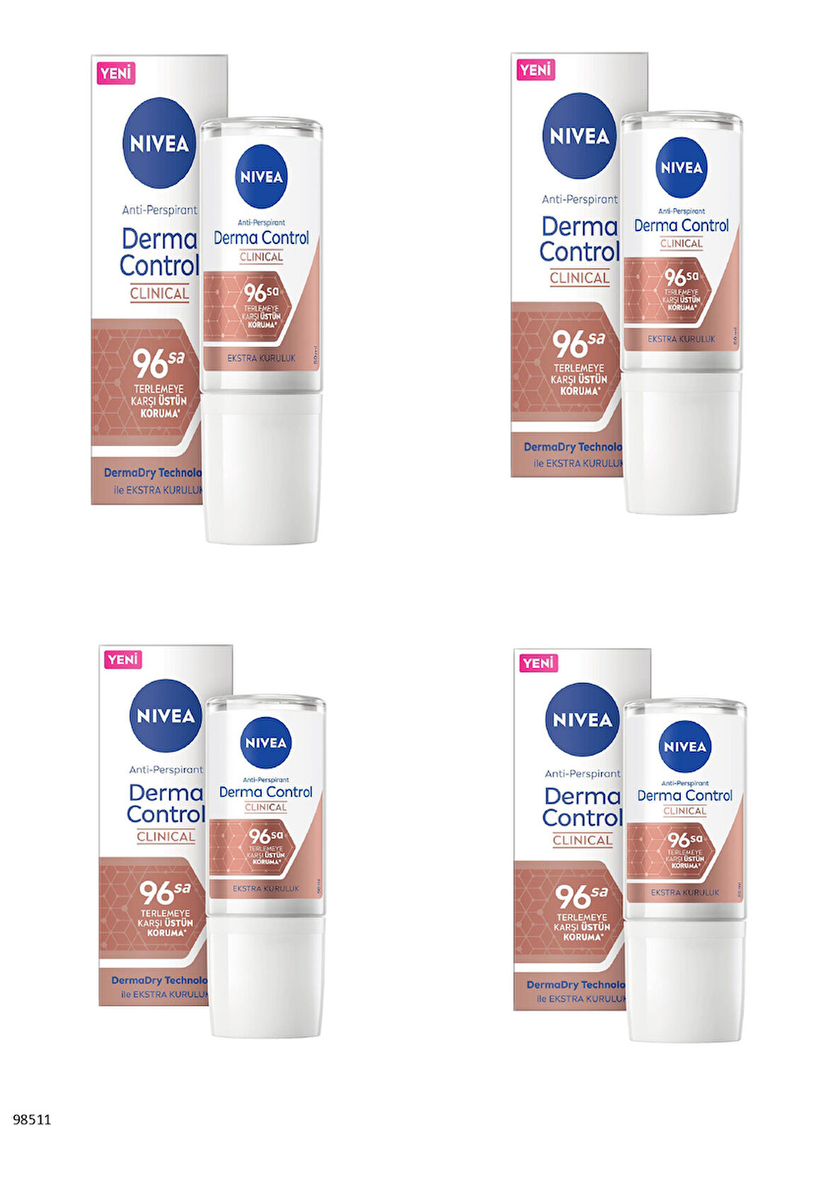 98511 NIVEA DERMA CONTROL CLINICAL ROLL-ON  4 ADET