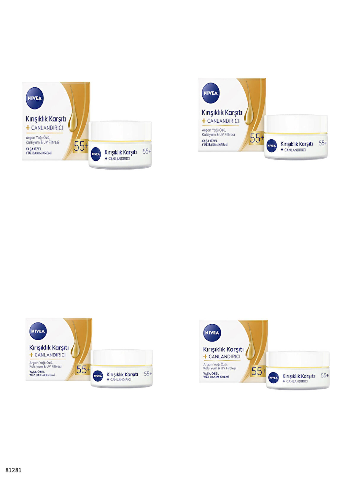 81281 NIVEA Kırışıklık Karşıtı+ Yenileyici 50+  4 ADET