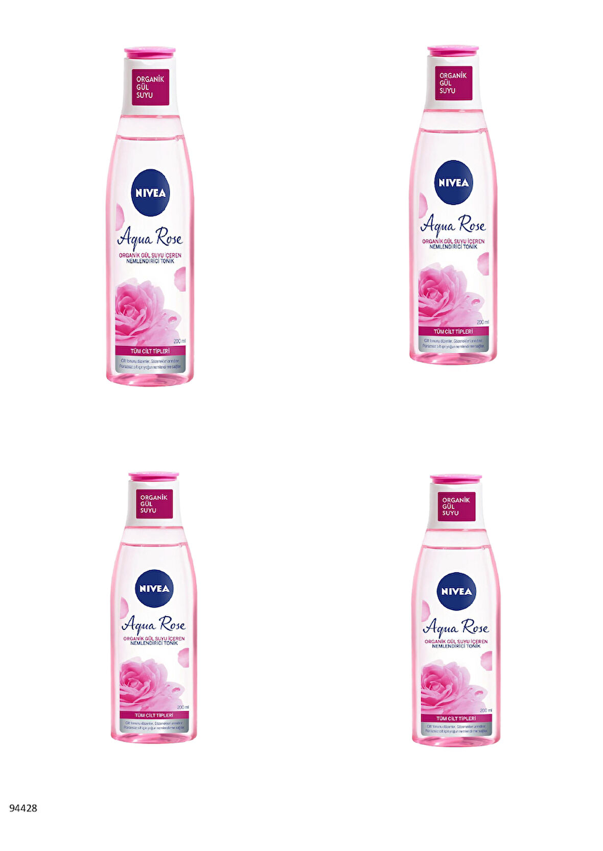 94428 NIVEA AQUA ROSE ORGANİK GÜL SUYU İÇEREN NEMLENDİRİCİ TONİK  4 ADET