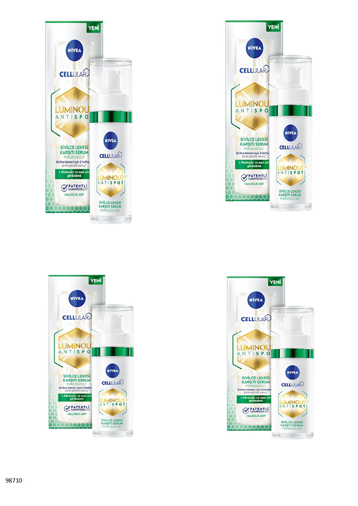 98710 NIVEA LUMINOUS630 SİVİLCE LEKESİ KARŞITI SERUM  4 ADET