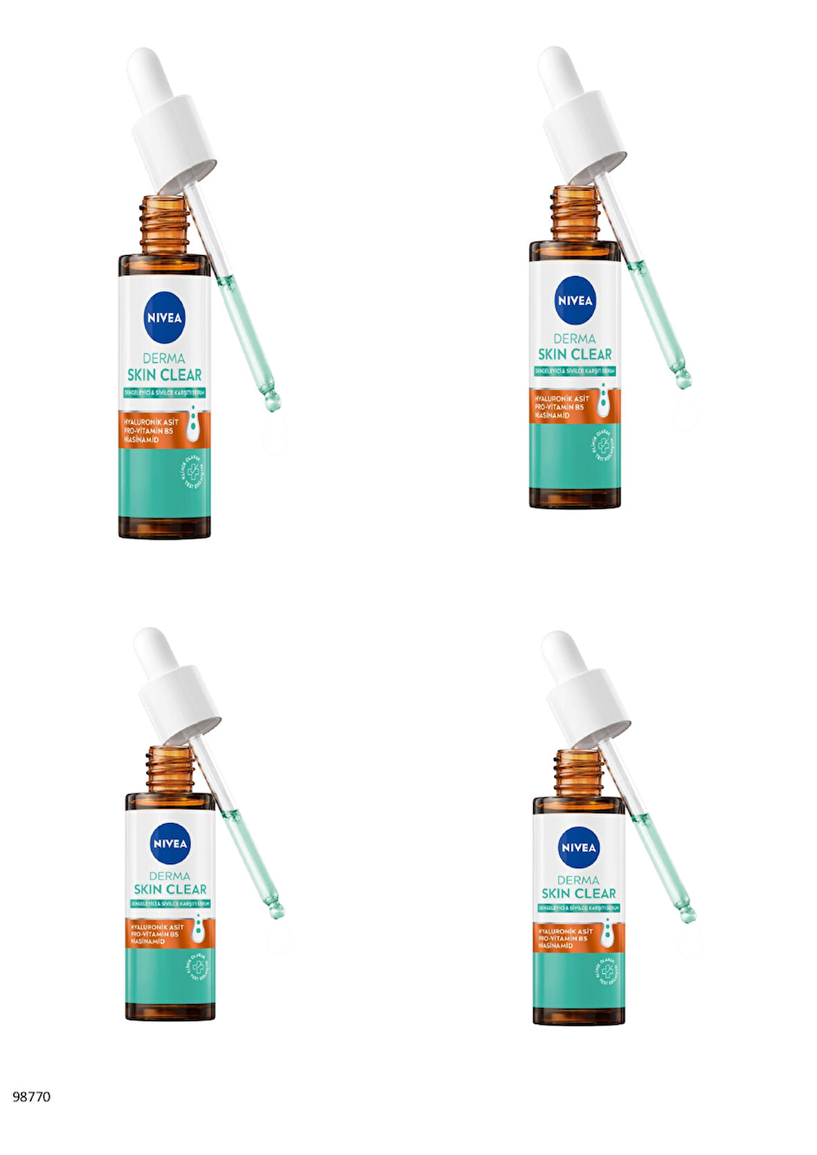 98770 NIVEA Derma Skin Clear Dengeleyici & Sivilce Karşıtı Serum  4 ADET