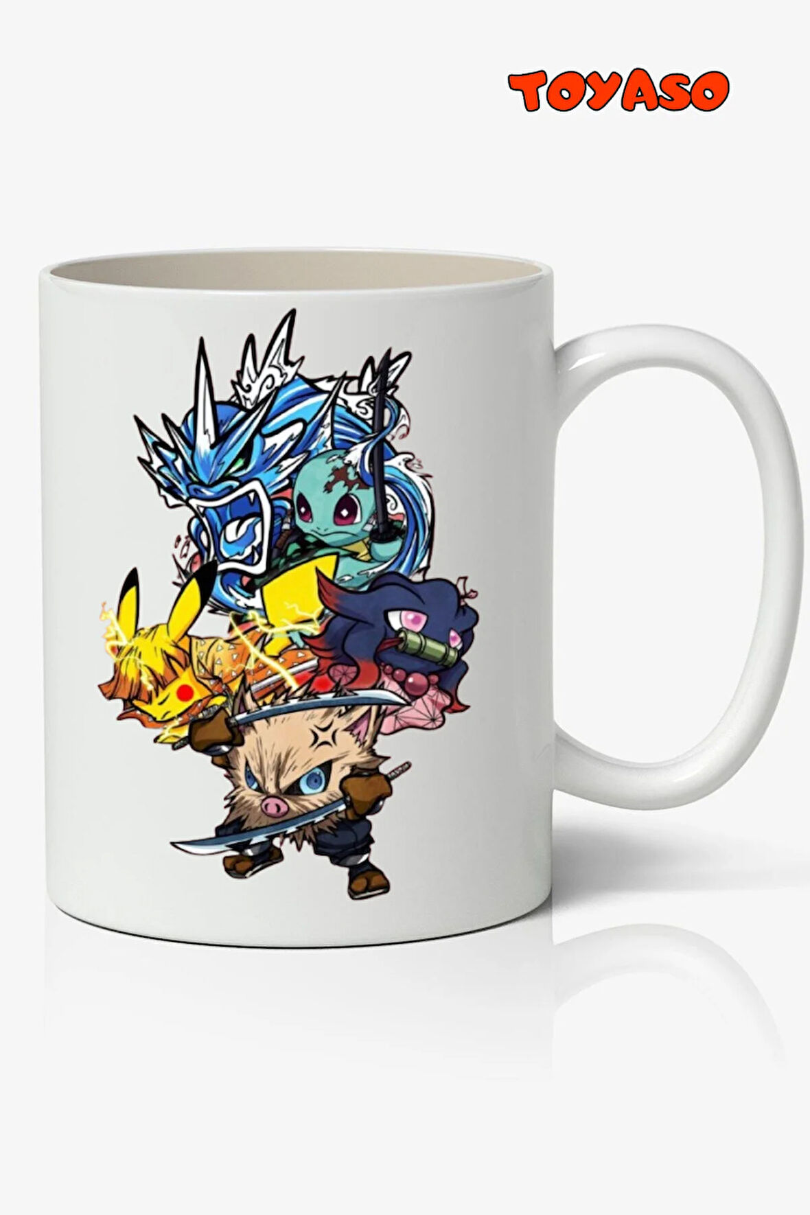 Pokemon & İblis Keser Demon Slayer Karakterler Anime Beyaz Kupa Bardak Sevgiliye Arkadaşa Hediye