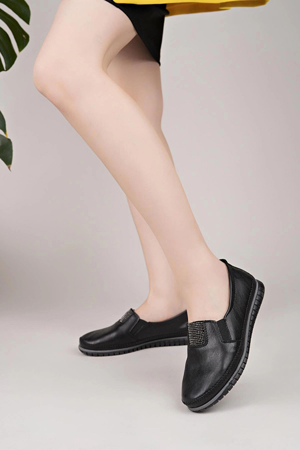 Nesil Shoes Selena 346 Siyah Cilt Günlük kadın Ayakkabı
