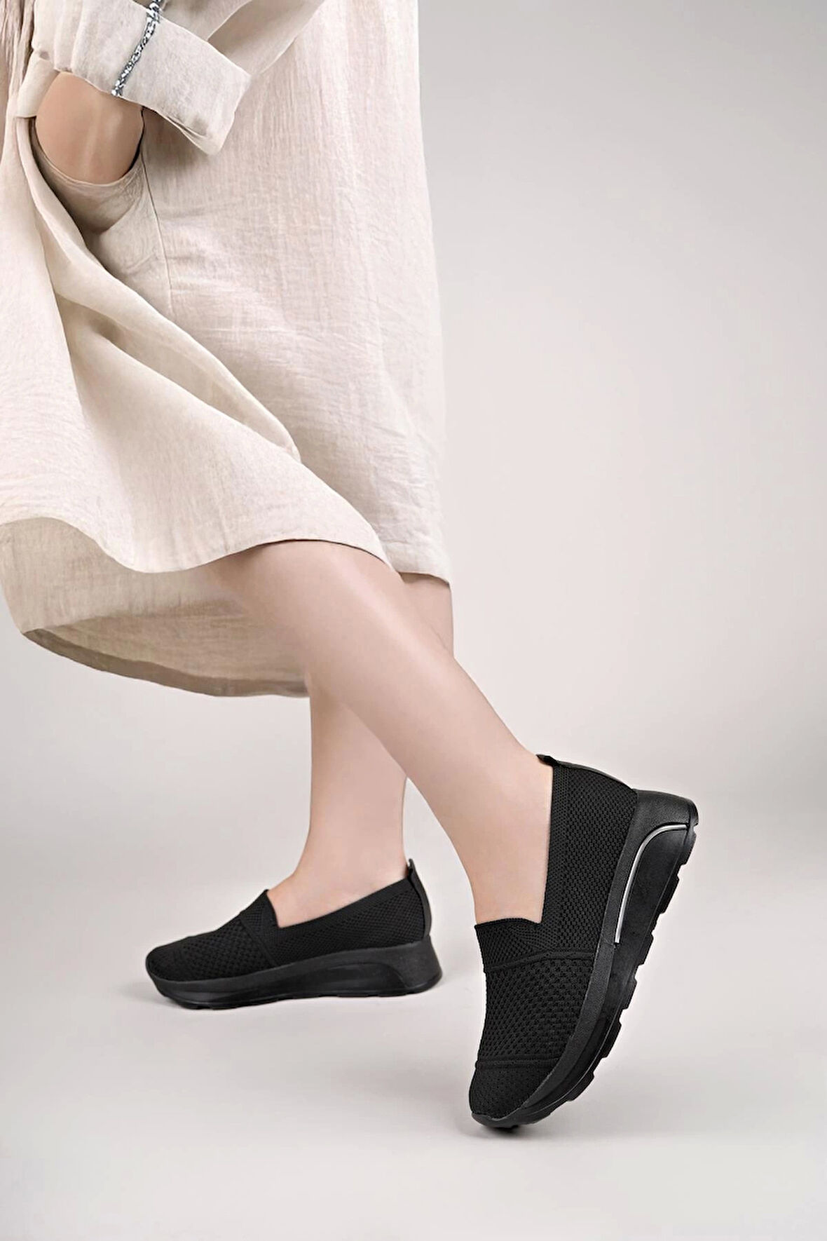 Nesil Shoes Wiss 250 Siyah Örgü Triko Kadın Ayakkabı