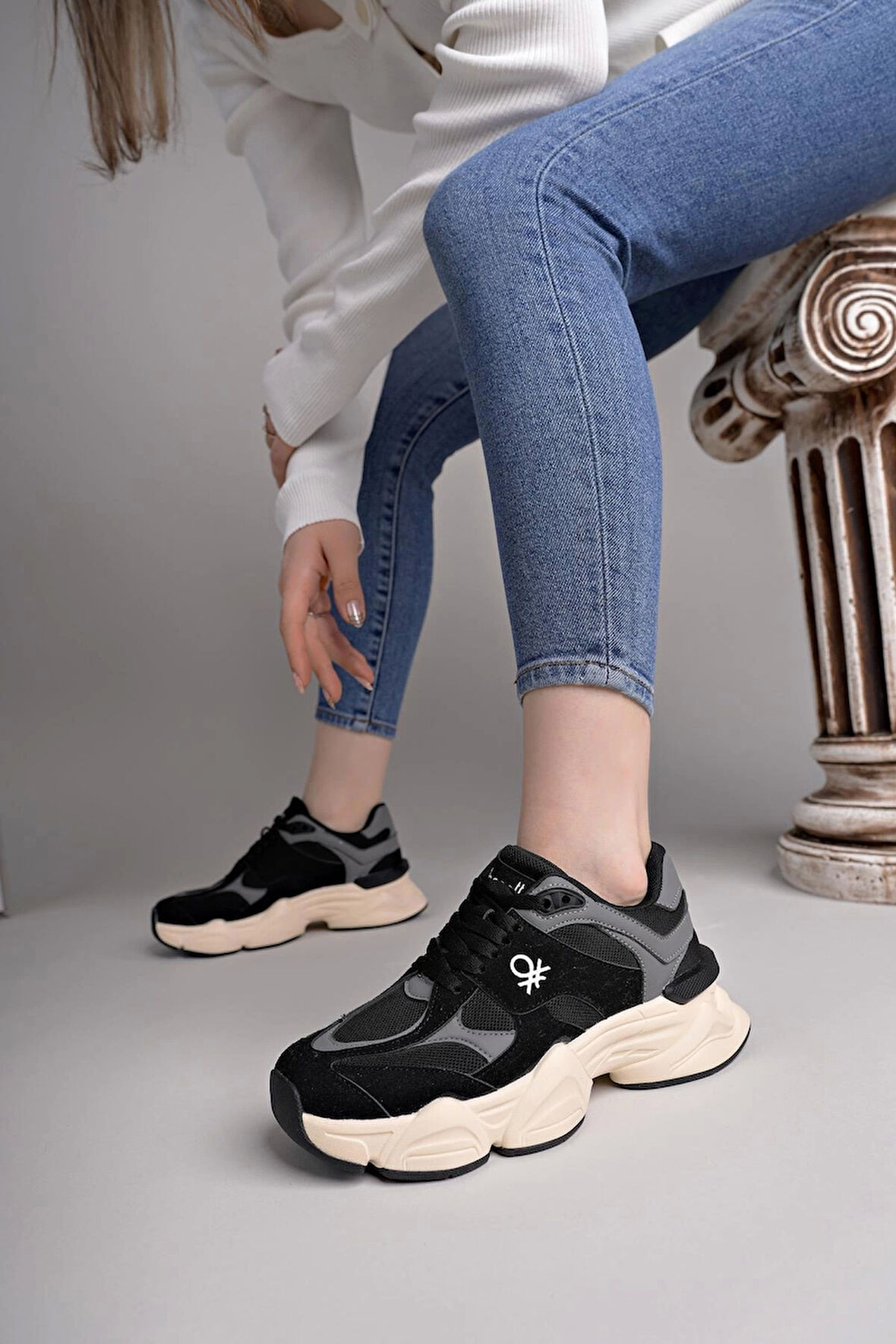 Benetton 11566 Siyah Füme Memory Foam Kadın Sneakers